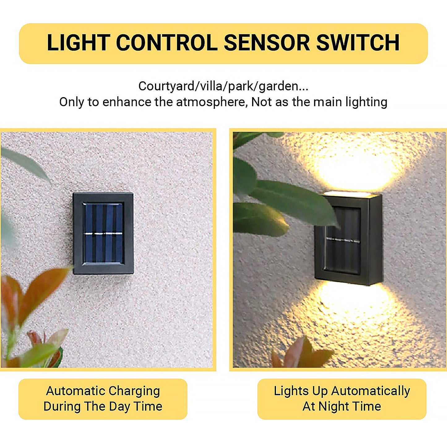 Solar Wall Lights Small Fence Lights Solar Powered Up Down Led Porch Light Garden Lights Outdoor Solar Landscape Lights Waterproof Light (1 Pc) - Happy Price - Image 2