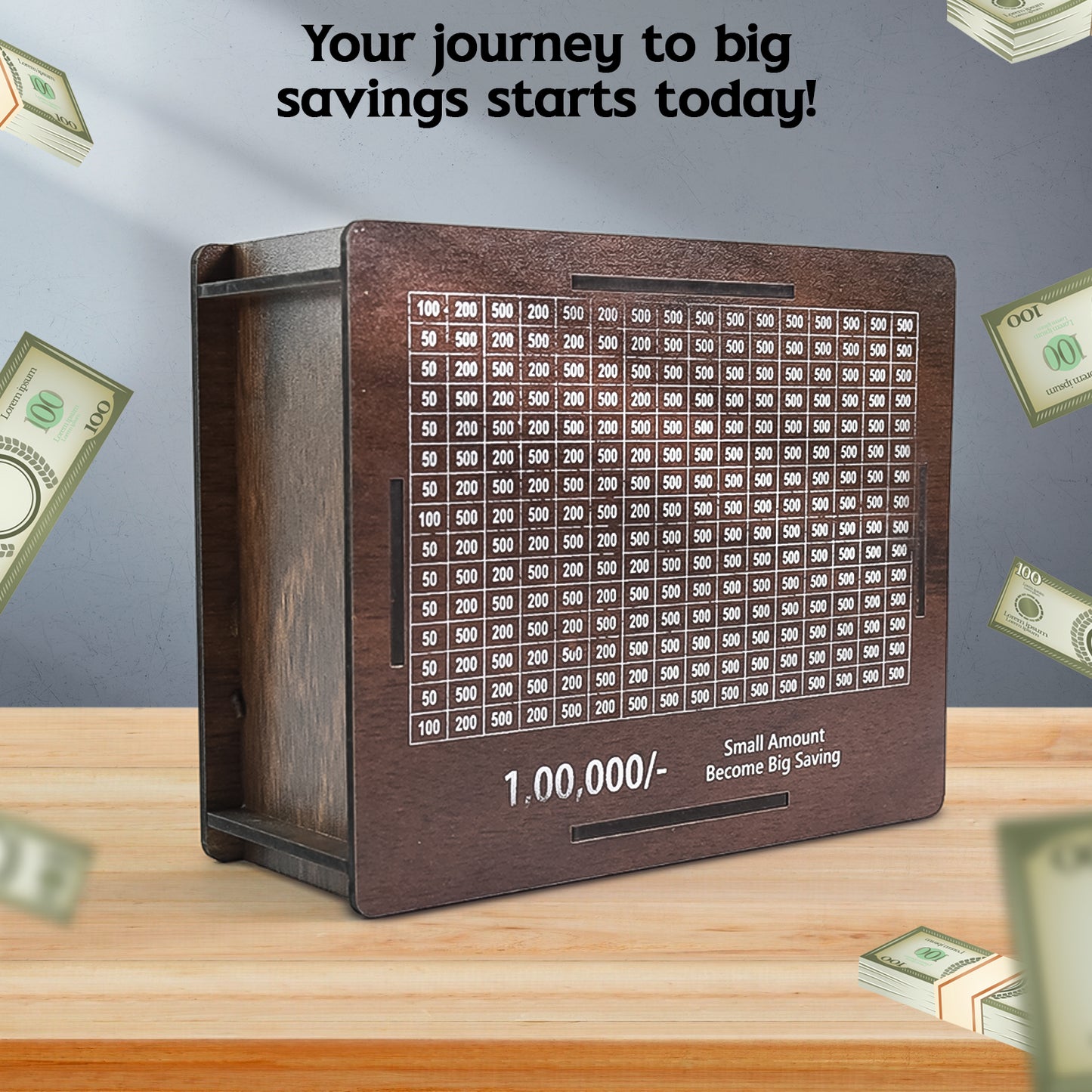 Wooden Money  Piggy Bank Money Box (1 Pc  4 Sketch Pen) - Happy Price - Image 3