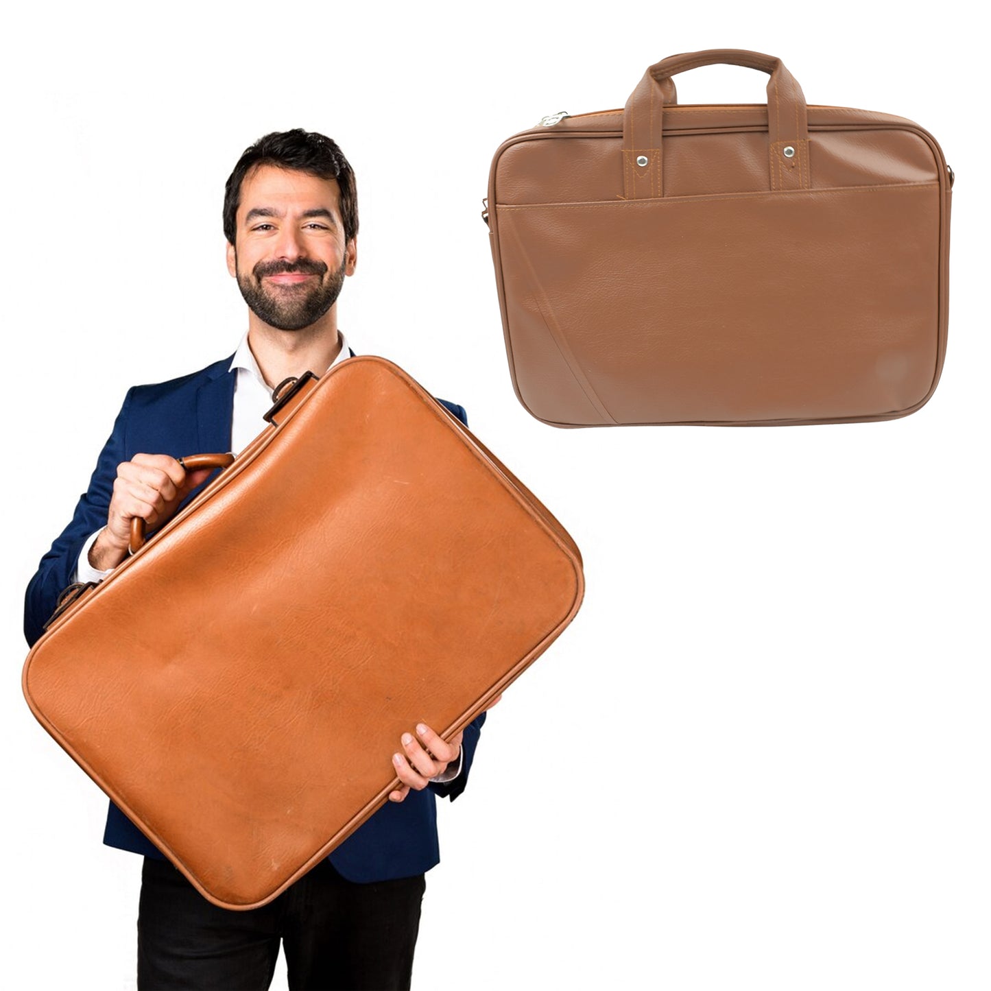 Multipurpose Bag Shoulder Side Bag Office Laptop Faux Leather Executive Formal Laptop  Macbook Messenger  Office  Travel  Business  Shoulder  Hand  Sling Bag For Men Women With Multiple Compartments - Happy Price - Image 5