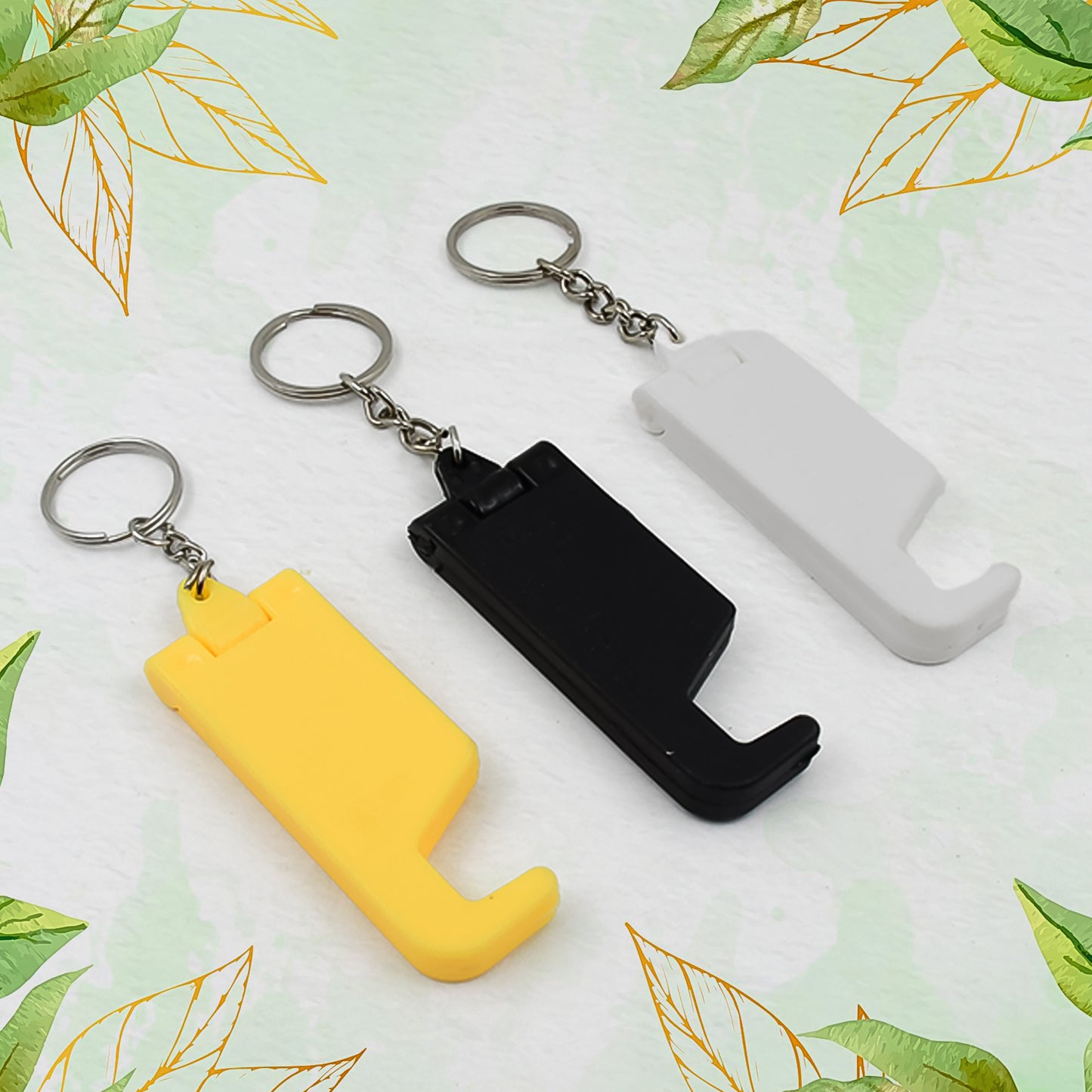 2 In 1 Plastic Keychain With Mobile Stand  Phone Holder (100 Pcs Set  Multicolor) - Happy Price - Image 2