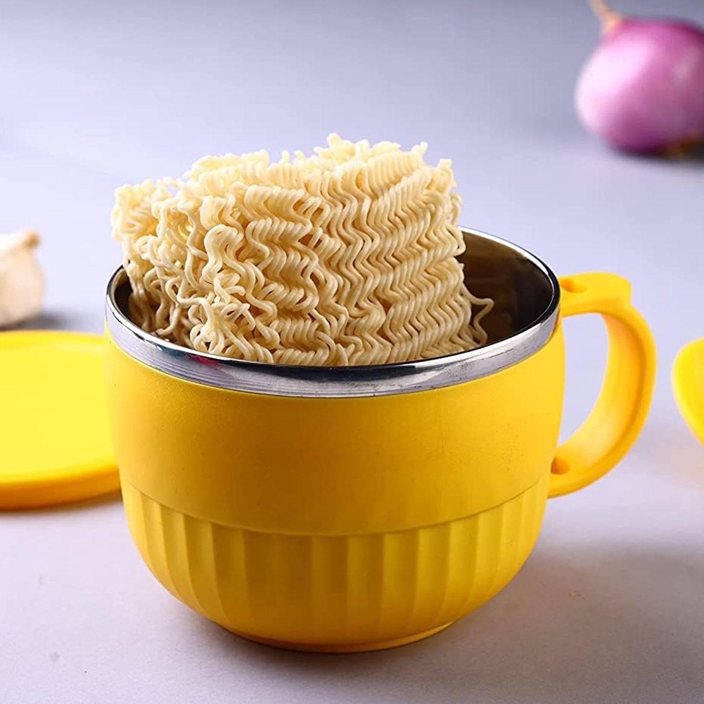 Maggie Bowl With Lid And Handle Soup Bowls For Easy Perfect Breakfast Cereals Fruits Ramen Beverages Essentials Dishwasher Safe Double Layer - Happy Price - Image 4