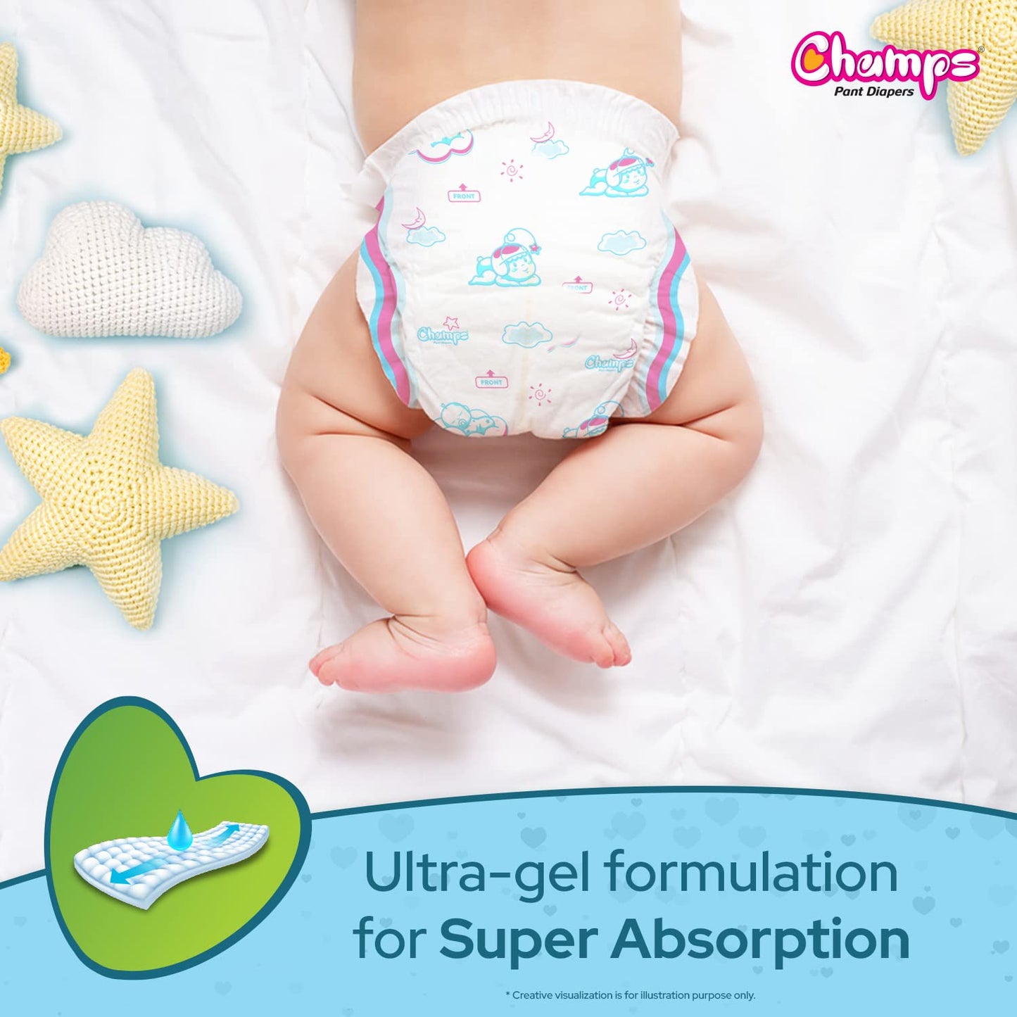 Champs Soft And Dry Baby Diaper Pants 74 Pcs (Medium Size  M74) - Happy Price - Image 5