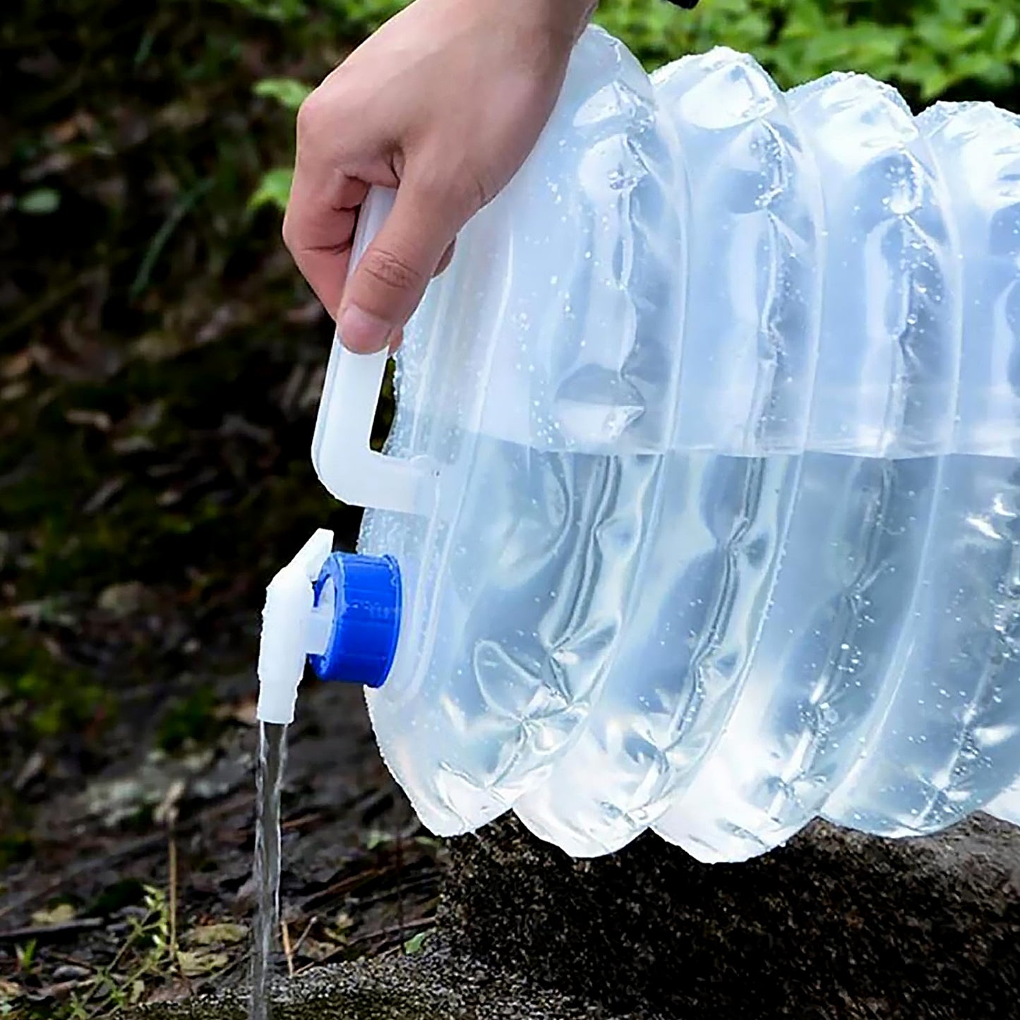Outdoor Camping Collapsible Portable Water Container With Carry Handle Tap Valve Large Food Grade - Happy Price - Image 3