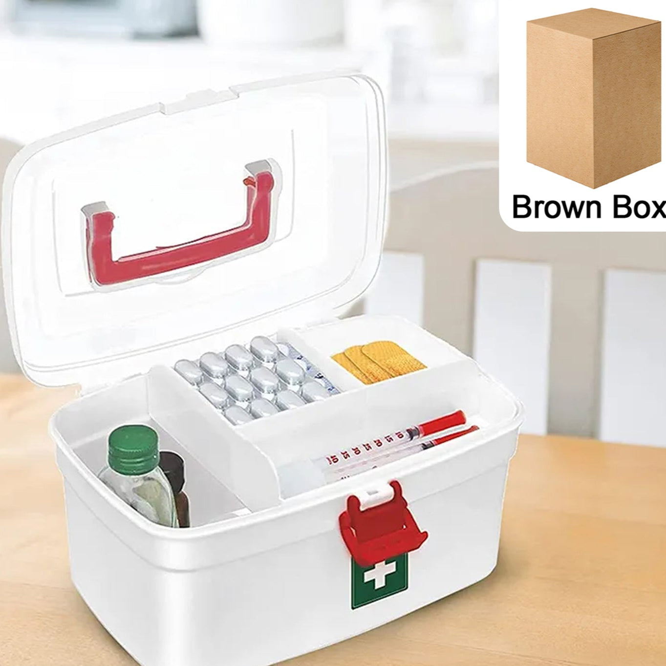 Medical Box 1 Pieceindoor Outdoor Medical Utilitymedicine Storage Boxdetachable Tray Medical Box Multi Purpose Regular Medicine First Aid Box With Handle - Happy Price - Image 1