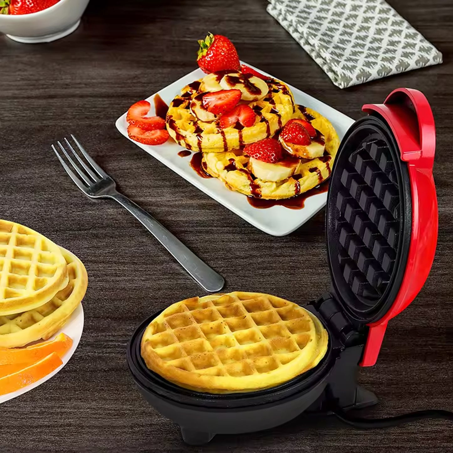 Mini Waffle Maker Machine Waffle Iron Home Appliances Kitchen Gift Easy To Clean On-stick Surfaces Perfect Breakfast Dessert Sandwich Pan Cakes Paninis  Other Snacks Machine - Happy Price - Image 4
