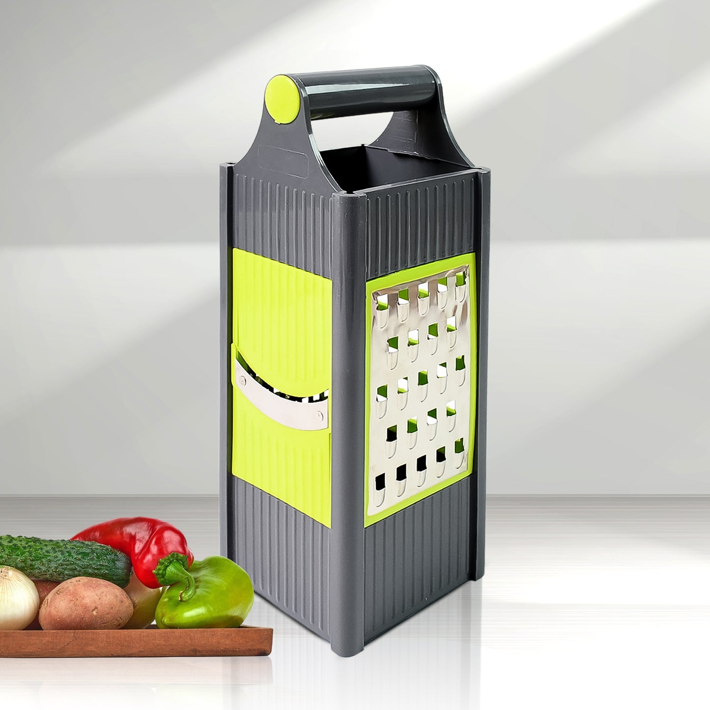 Steel And Plastic 4 In 1 Vegetable  Fruit Slicer Grater  Slicer (1 Pc) - Happy Price - Image 2