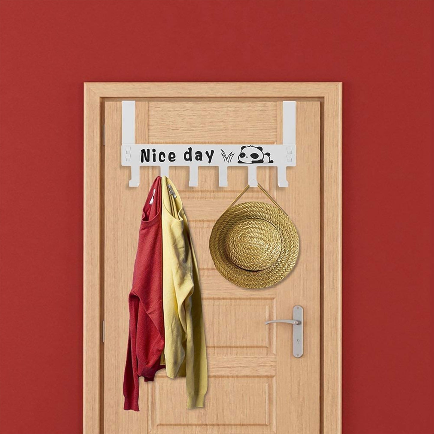 Heavy-duty Carbon Steel Door Hook Hanger Rack (1 Pc  6 Hook  White) - Happy Price - Image 3