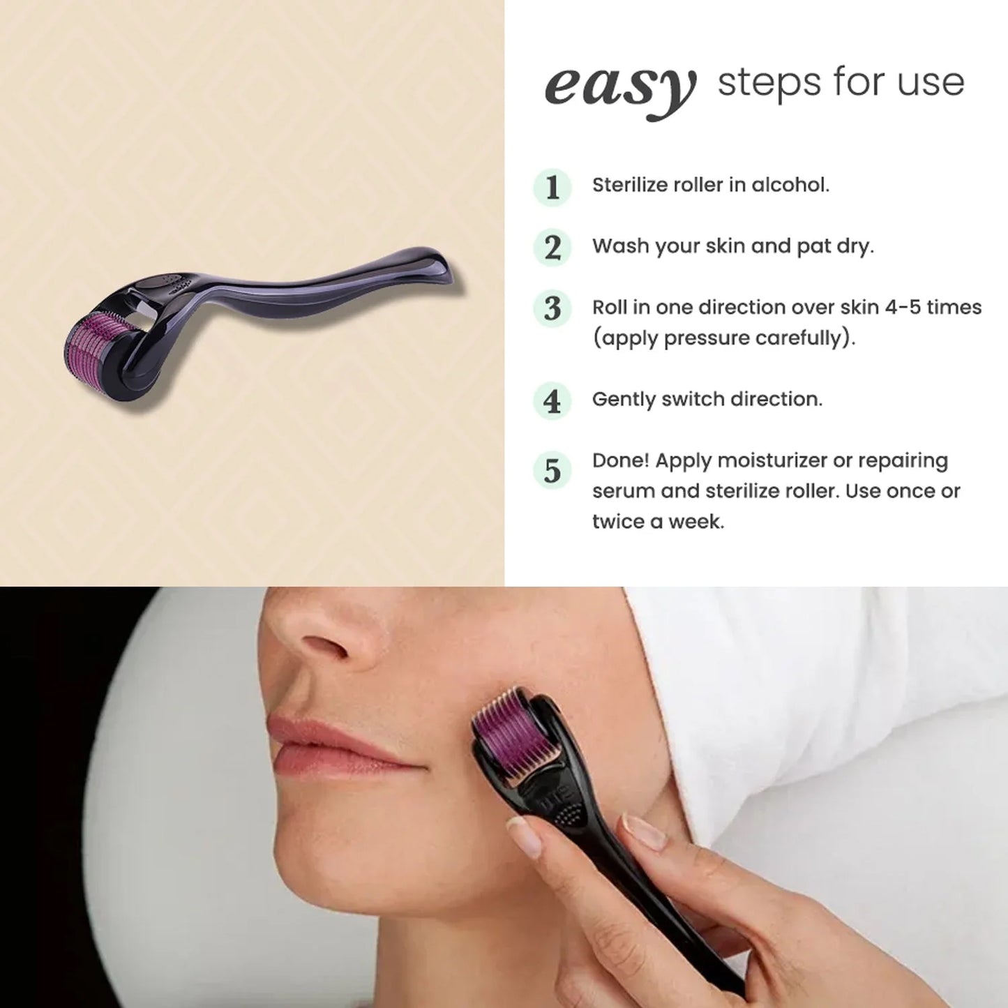 Derma Roller Anti Ageing And Facial Scrubs  Polishes Scar Removal Hair Regrowth (2 Mm) - Happy Price - Image 5