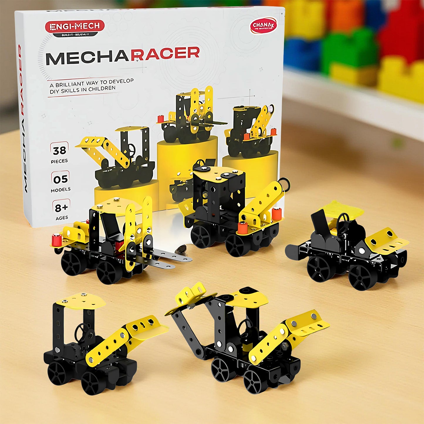 Aditi 5-in-1 Mecha Racer DIY Construction Kit - 38 Pieces STEM Toy for Kids 8+ - Happy Price - Image 3