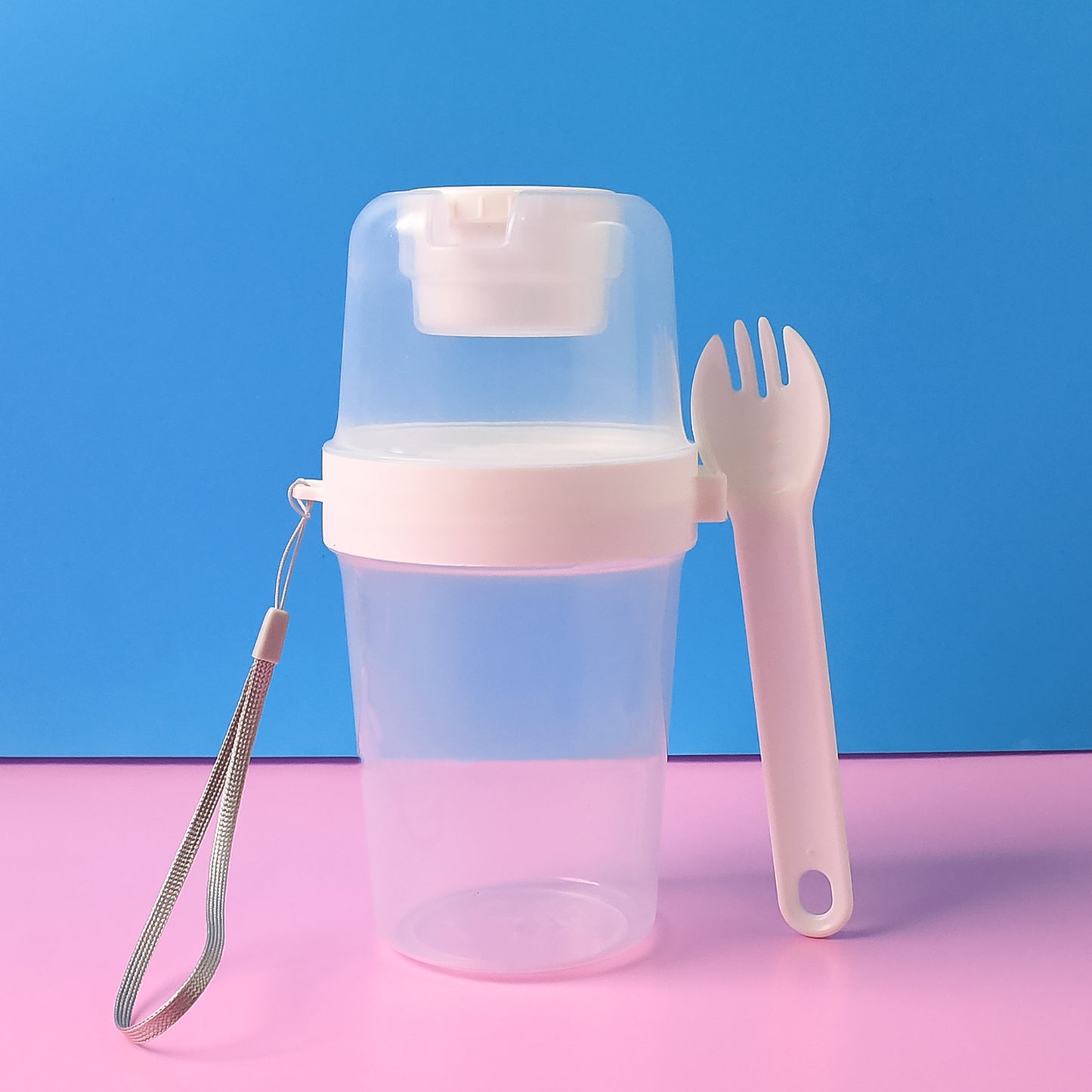2-piece Salad Cup Lunch Container With Dressing Storage And Reusable Fork - Happy Price - Image 2
