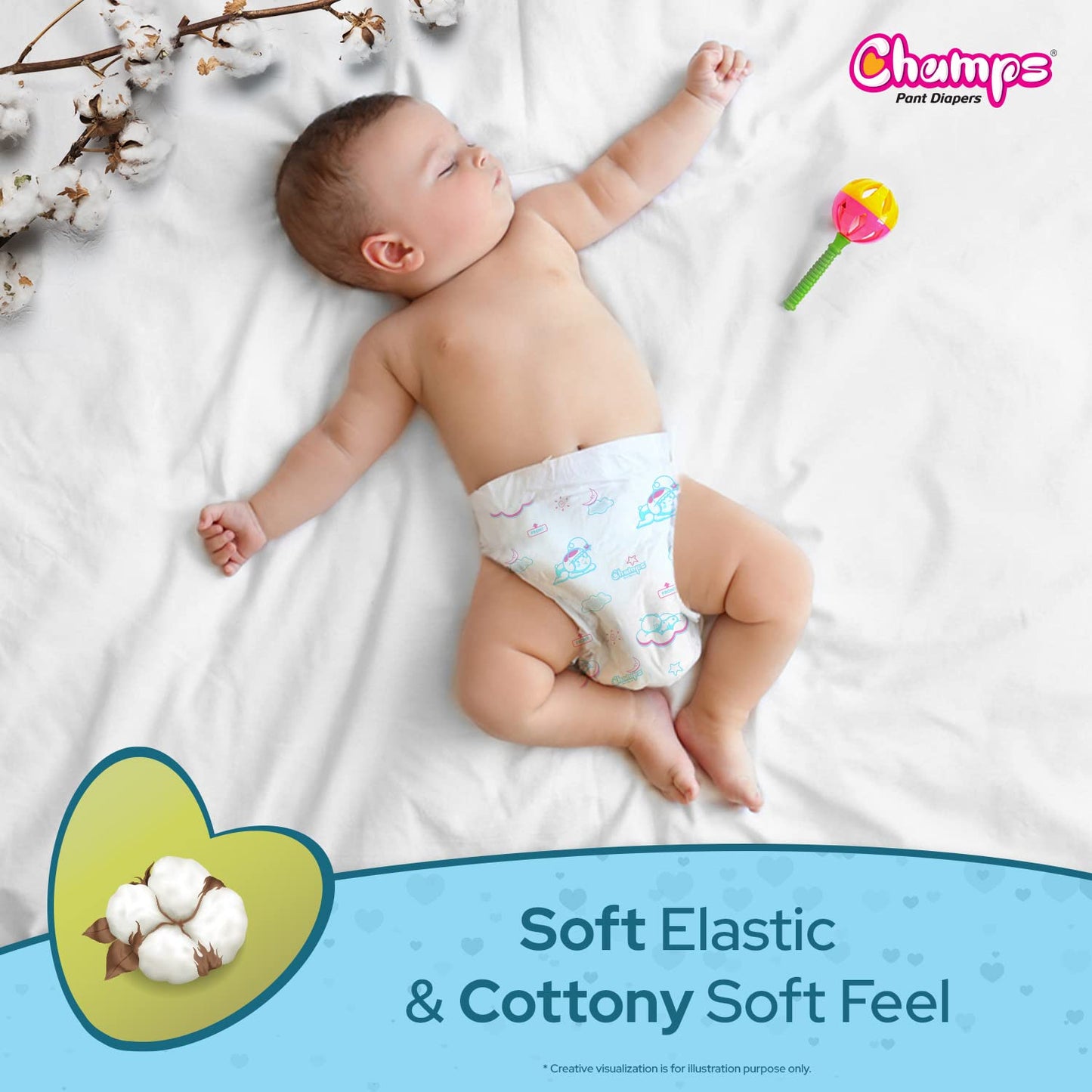 Champs Soft And Dry Baby Diaper Pants 74 Pcs (Medium Size  M74) - Happy Price - Image 7