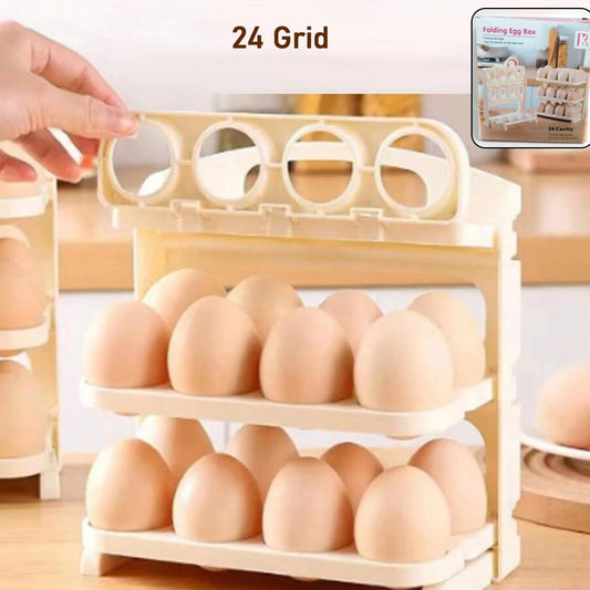 Plastic Foldable Egg Tray  24 Grid Egg Storage Box (1 Pc) - Happy Price - Image 1