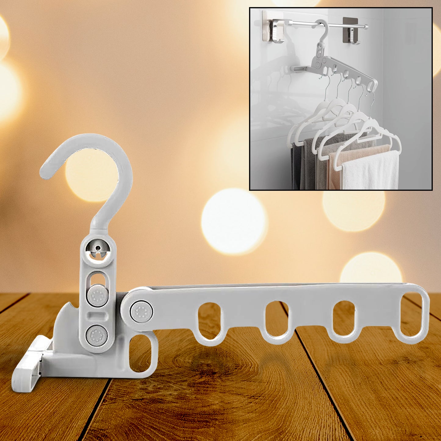 5holes Foldable Clothes Hanger Travel Clothes Hanger Multifunctional Clothes Hanger Space-saving Wall Holder Clothes Rack Robust Clothes Hanger For Travel Indoors. - Happy Price - Image 2