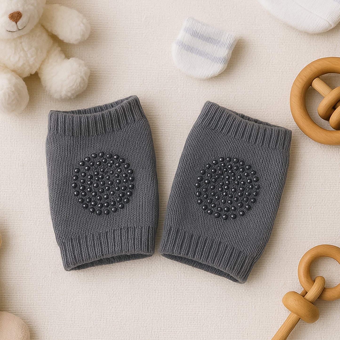 Dark Grey Toddler Wool Knit Leg Warmer (Knee Guard) - Happy Price - Image 3
