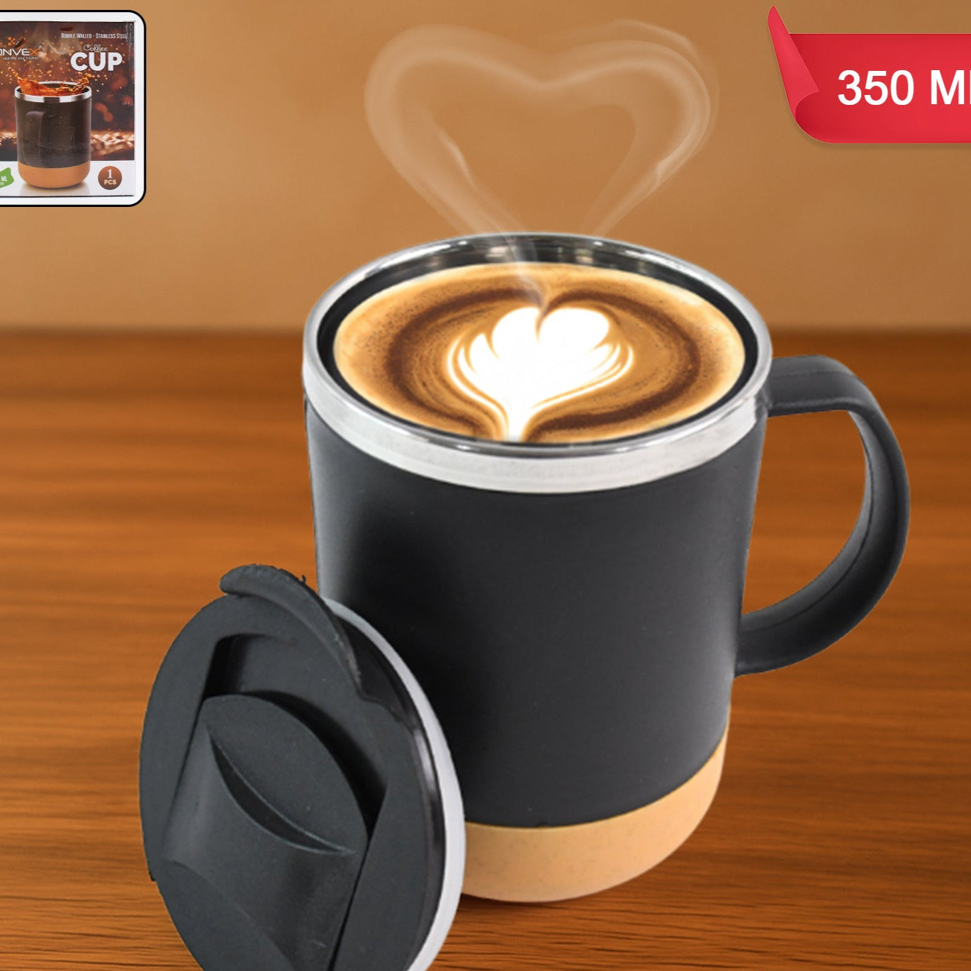 Insulated Coffee Mug With Spill-proof Lid (Approx 350ml  1 Pc) - Happy Price - Image 1