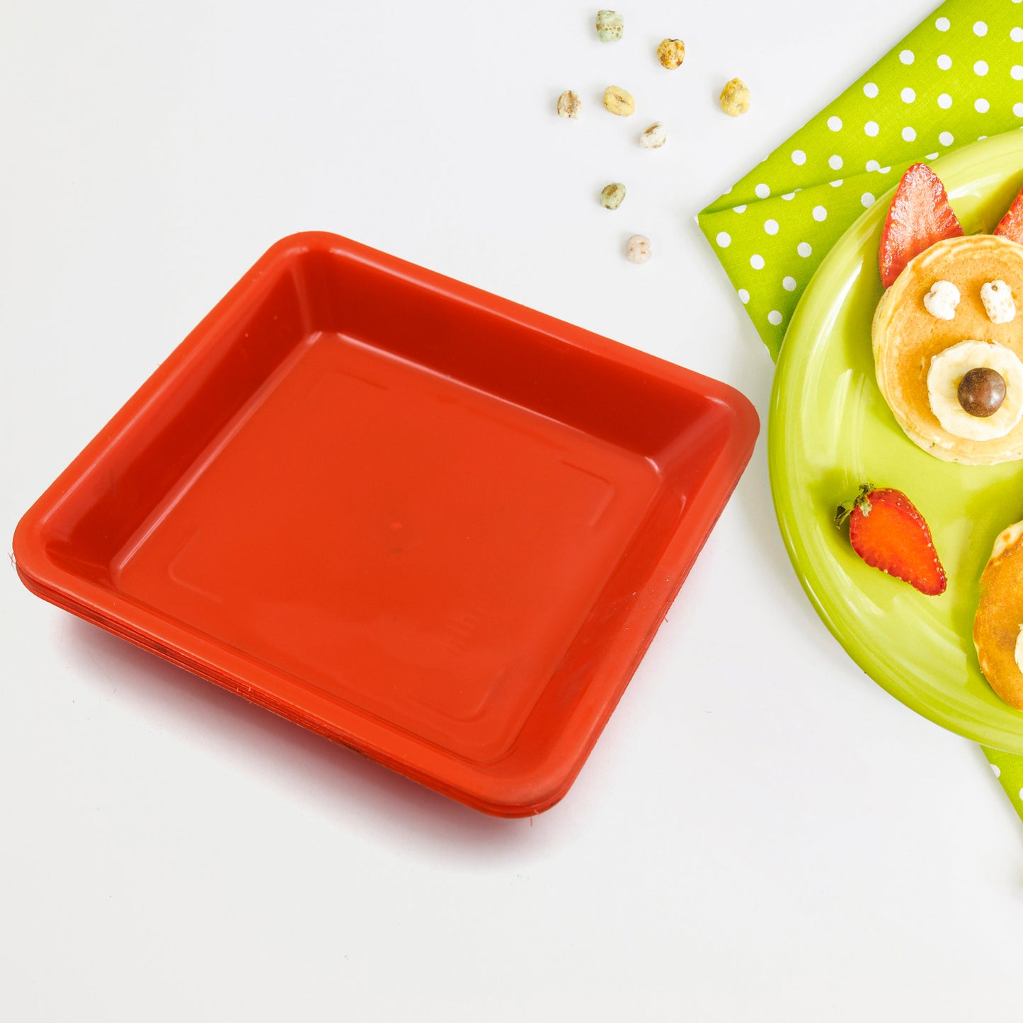Square Plastic Halwa Dinner Plate Snacks  Breakfast Restaurant Serving Trays Home School Coffee Hotel Kitchen Office (3 Pcs Set) - Happy Price - Image 5