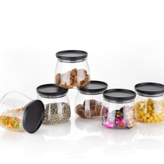 Matka Shaped Jar With Air Tight  Leak Proof Lid (Multicolour) (Set Of 6) (900ml) - Happy Price - Image 1
