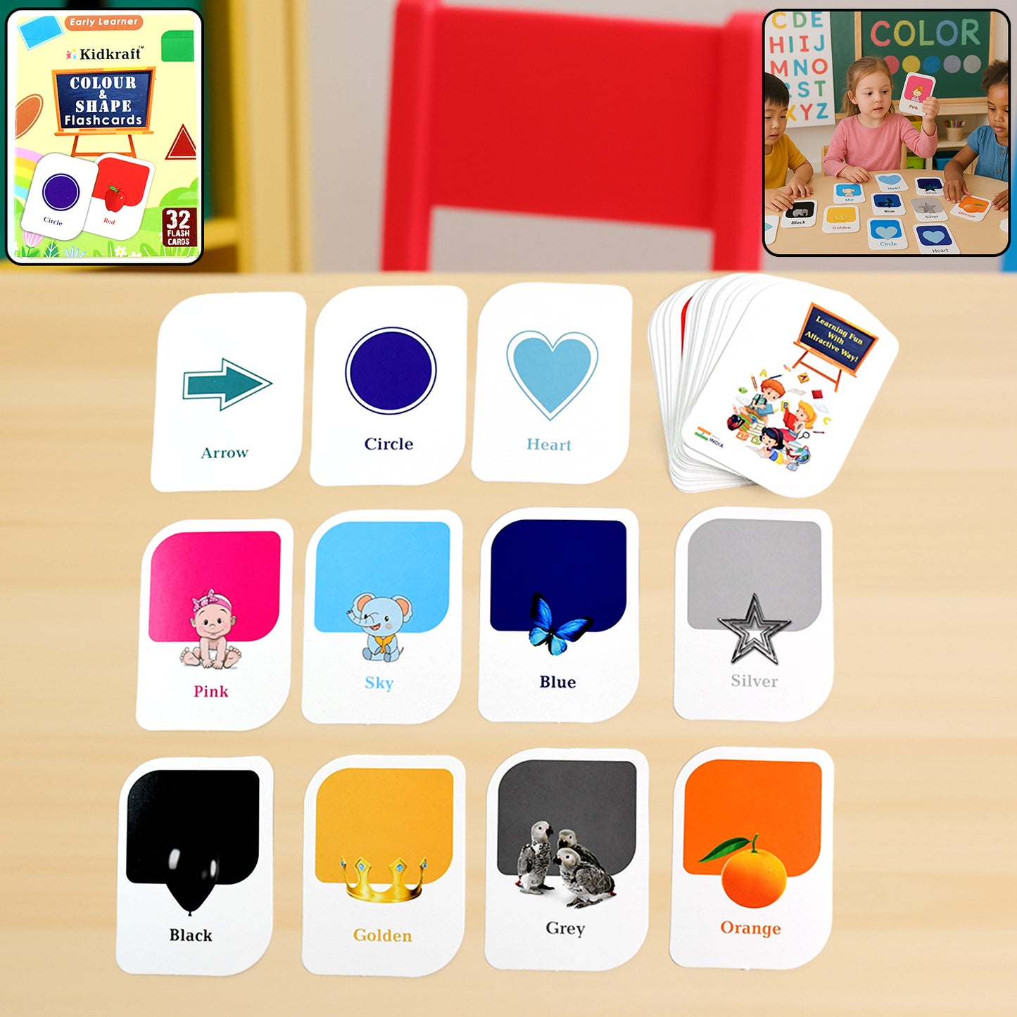 Kidkraft Early Learner 32-piece Color Amp Shape Flashcard Set - Happy Price - Image 7