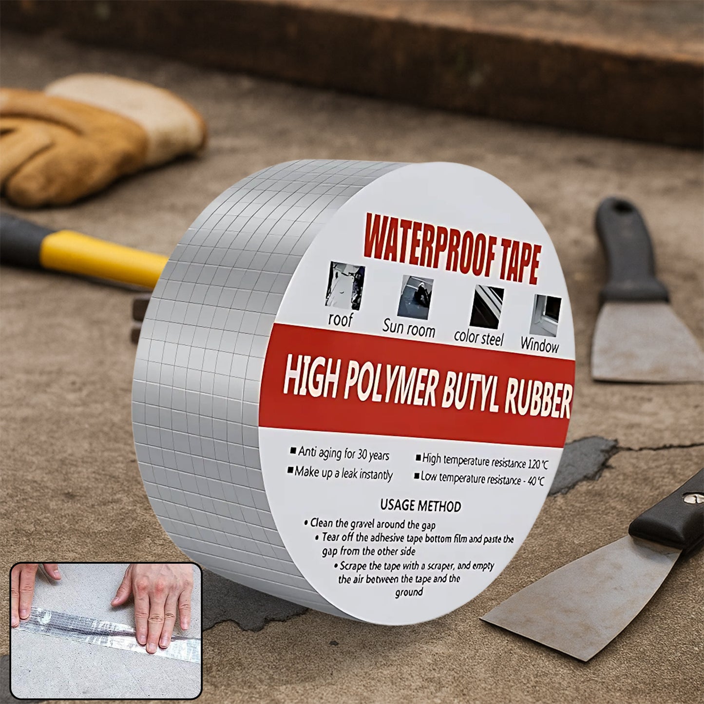 50mm B-Grade Butyl Rubber Waterproof Sealing Tape for Roofs and Leaks - Happy Price - Image 6