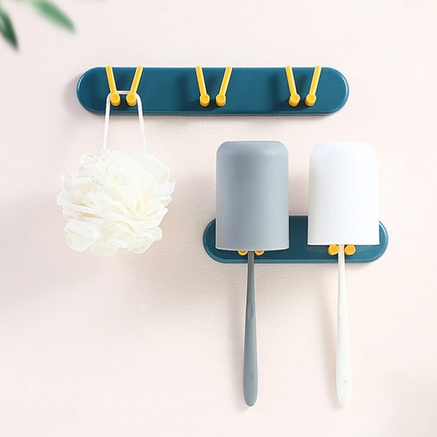 Toothbrush Holder Plastic Bathroom Accessories Organizer Wall Mounted Hanging Mount Shelf  Hooks (1pc) - Happy Price - Image 4