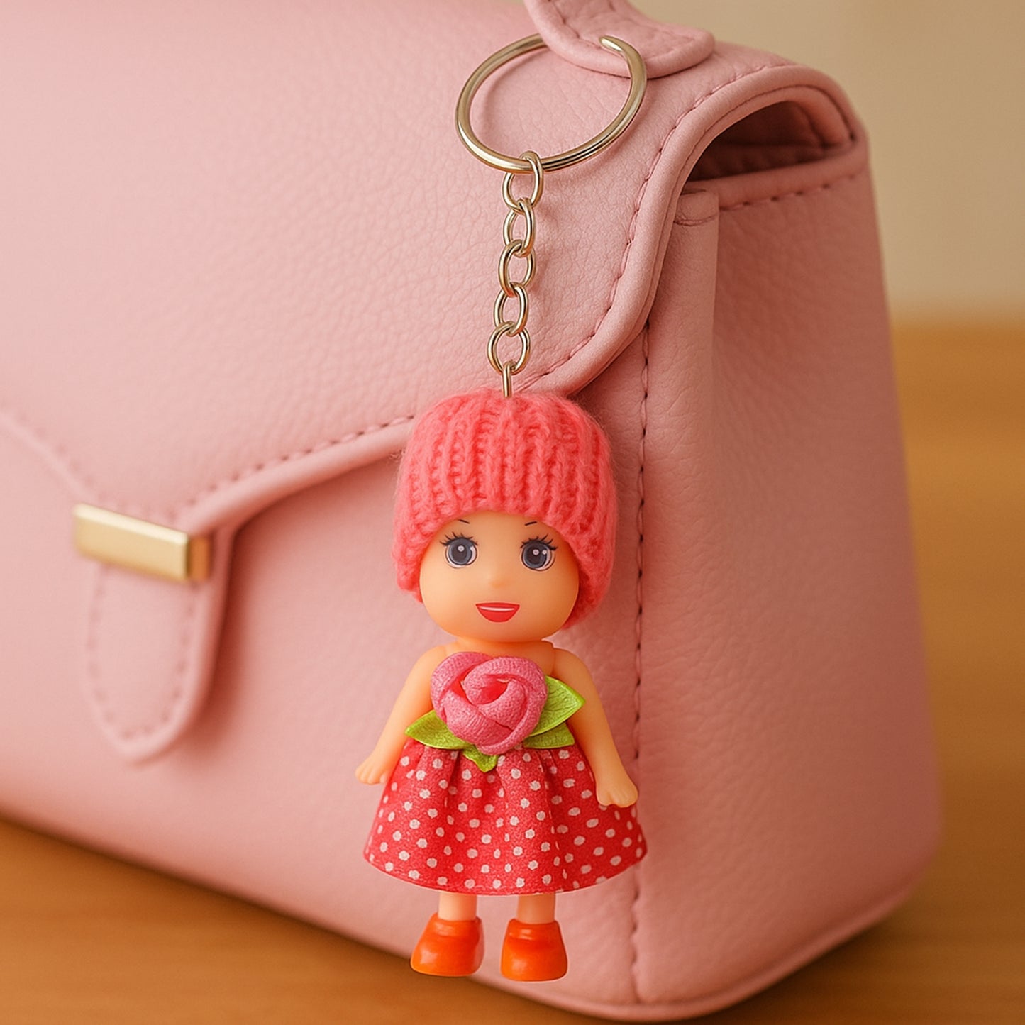 Cute Soft Doll Keychain for Kids - Decorative Toy with Ring