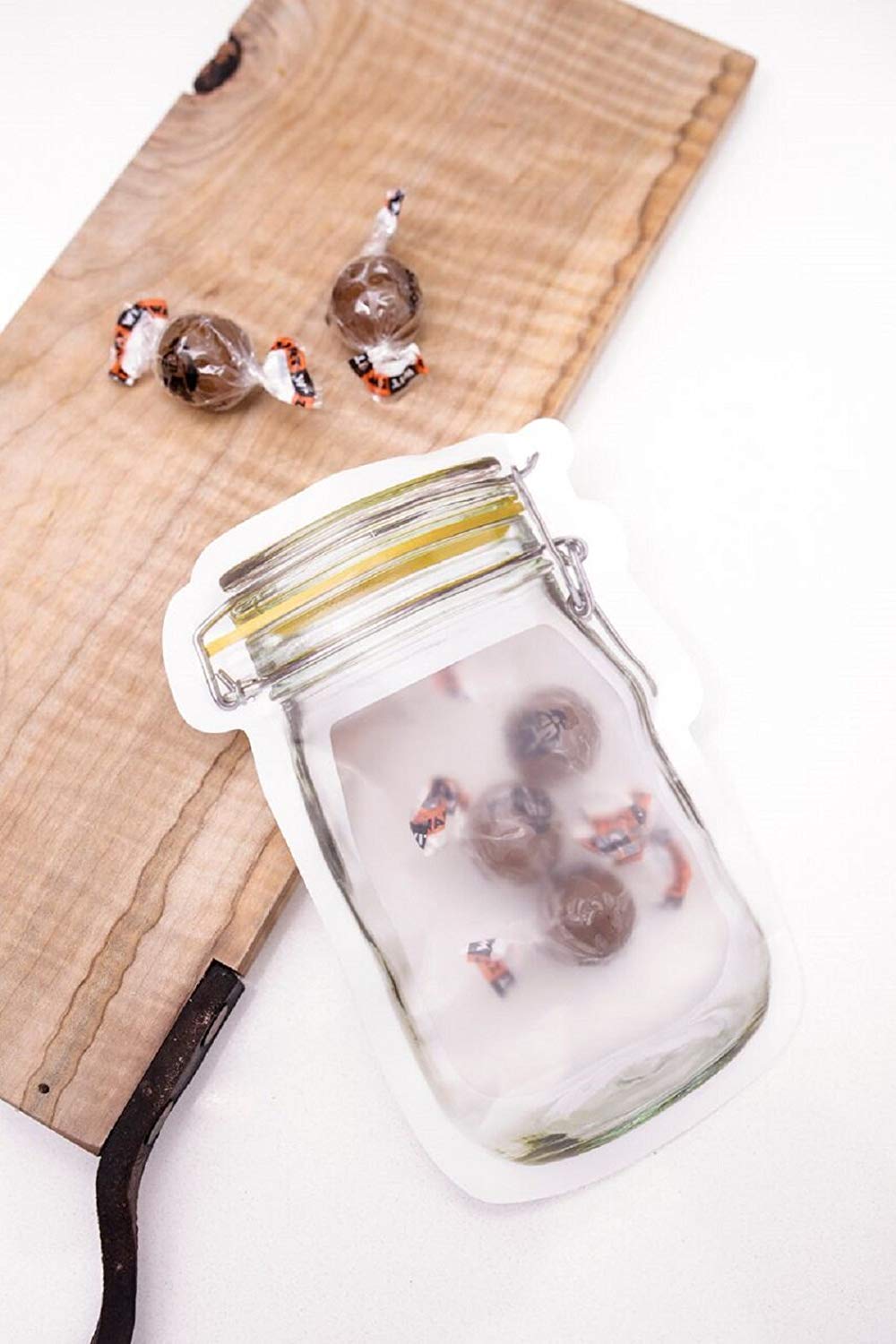 Reusable Airtight Seal Plastic Food Storage Mason Jar Zipper (150ml) - Happy Price - Image 2