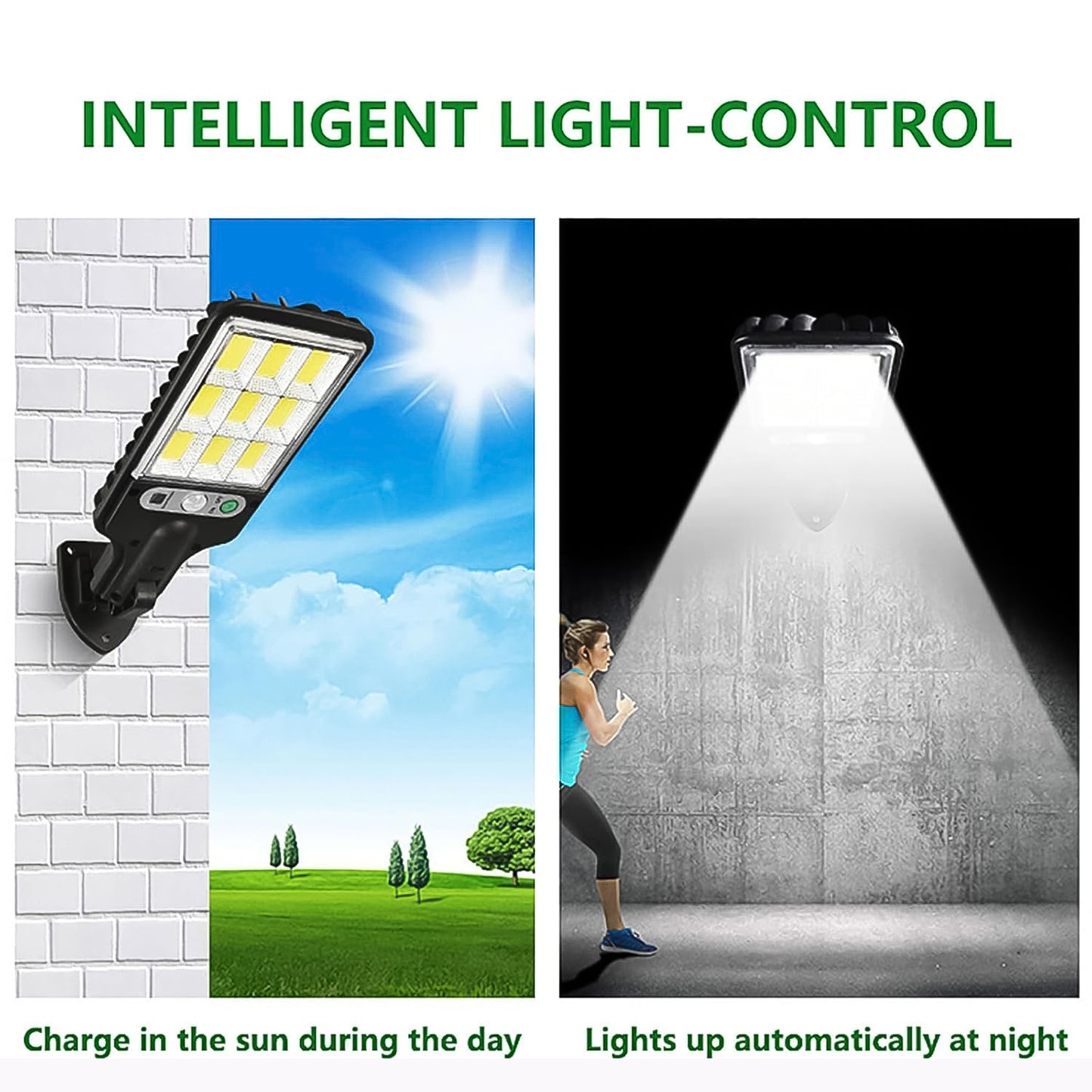 Solar LED Street Light with Motion Sensor & Remote Control - Outdoor Waterproof Wall Mount Lamp
