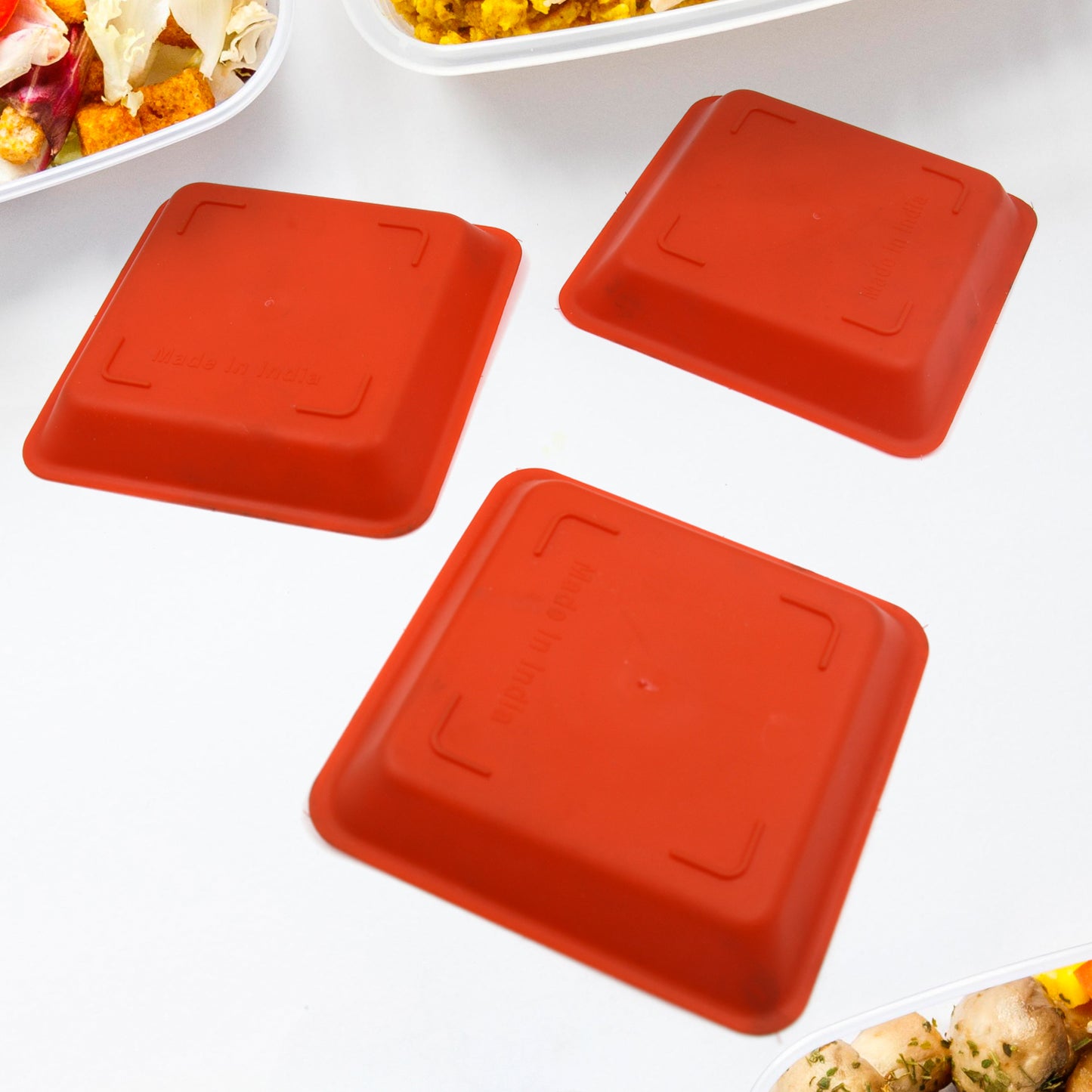 Square Plastic Halwa Dinner Plate Snacks  Breakfast Restaurant Serving Trays Home School Coffee Hotel Kitchen Office (3 Pcs Set) - Happy Price - Image 3