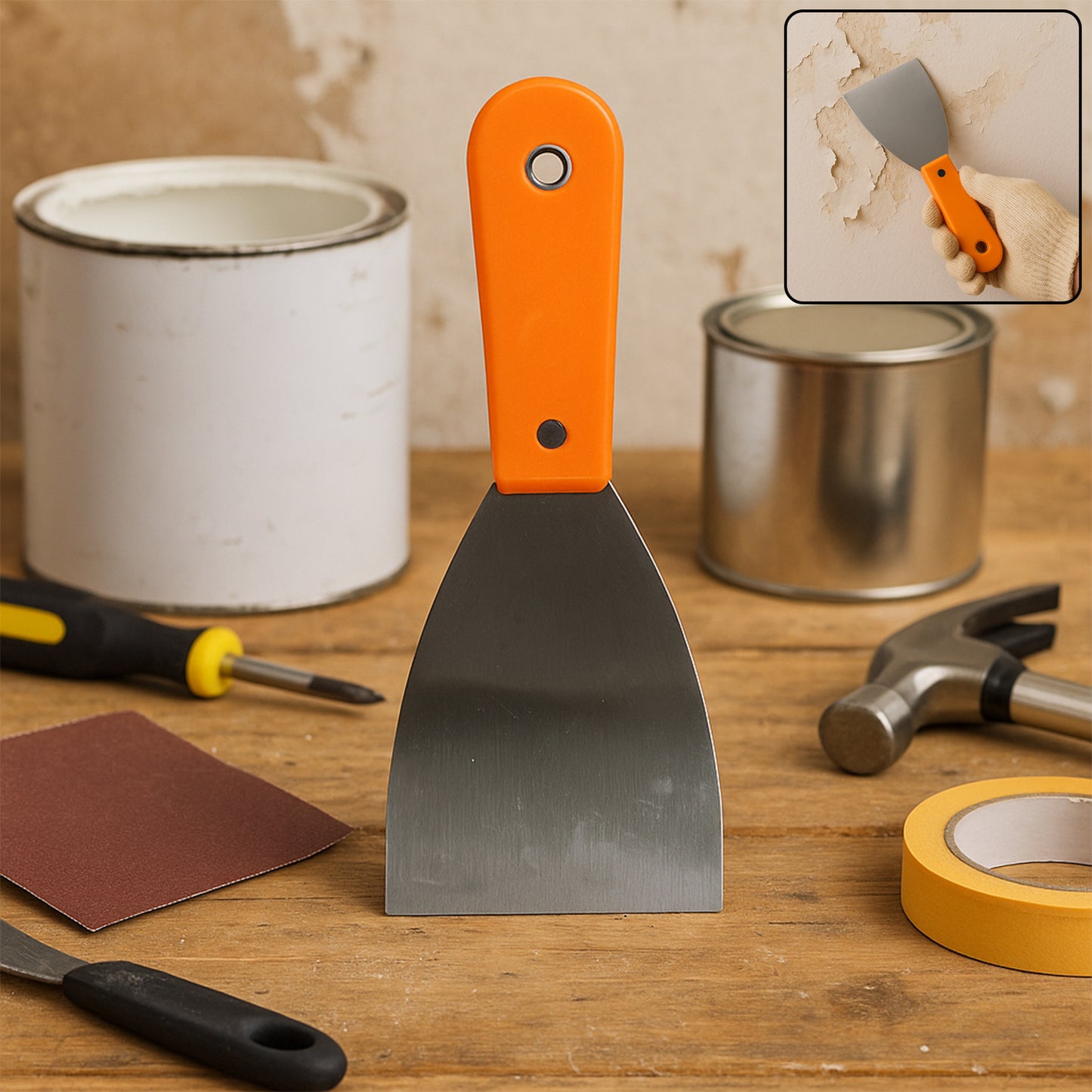 Flexible Steel Putty Knife with Comfort Grip Handle (1 Pc) - Happy Price - Image 6
