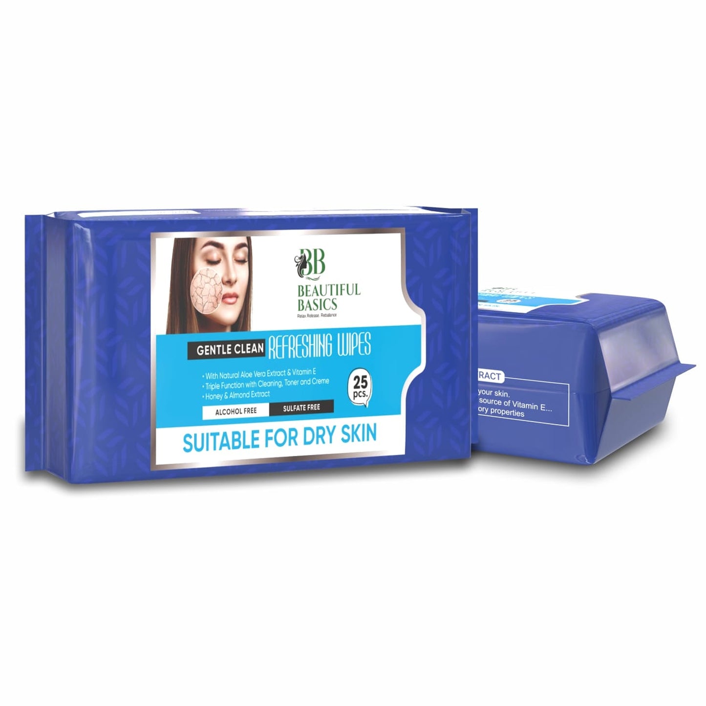 Refreshing Wet Wipes For Face  Facial Cleansing  Refreshing  Skin Hydration Soothing For Skin  Ph Balance  Alcohol Free  Nourishing With Fruit Extract  25 Wipes - Happy Price - Image 2