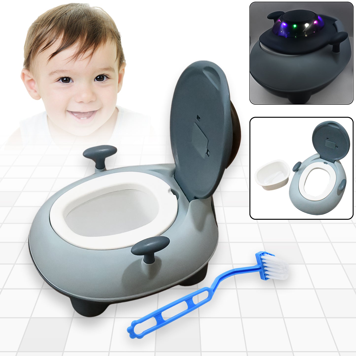 Baby Portable Lighting  Music Toilet Baby Potty Training Seat Baby Potty Chair For Toddler Boys Girls Potty Seat For 1+ Year Child - Happy Price - Image 2