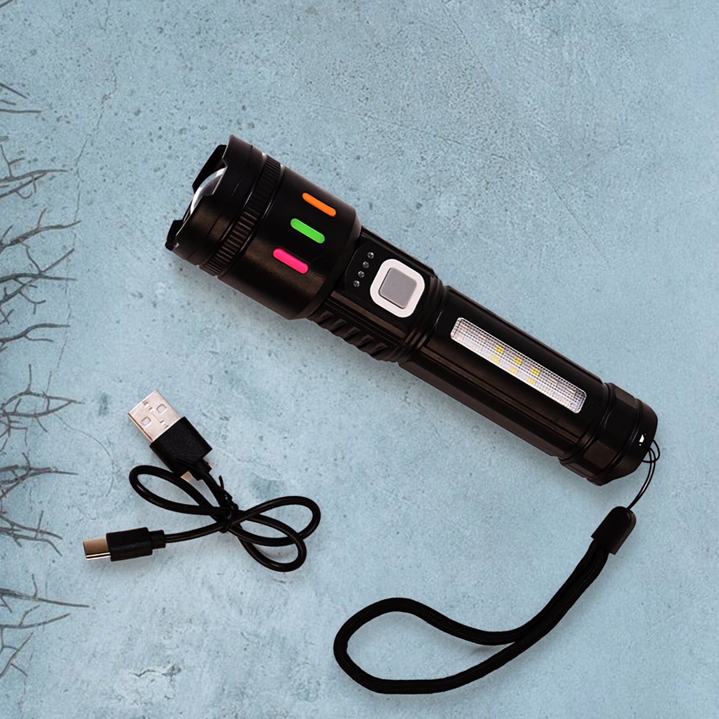 Led Torch High Lumens Fast Charging Flashlight  Torch With Far  Near Zoom (1 Pc) - Happy Price - Image 2