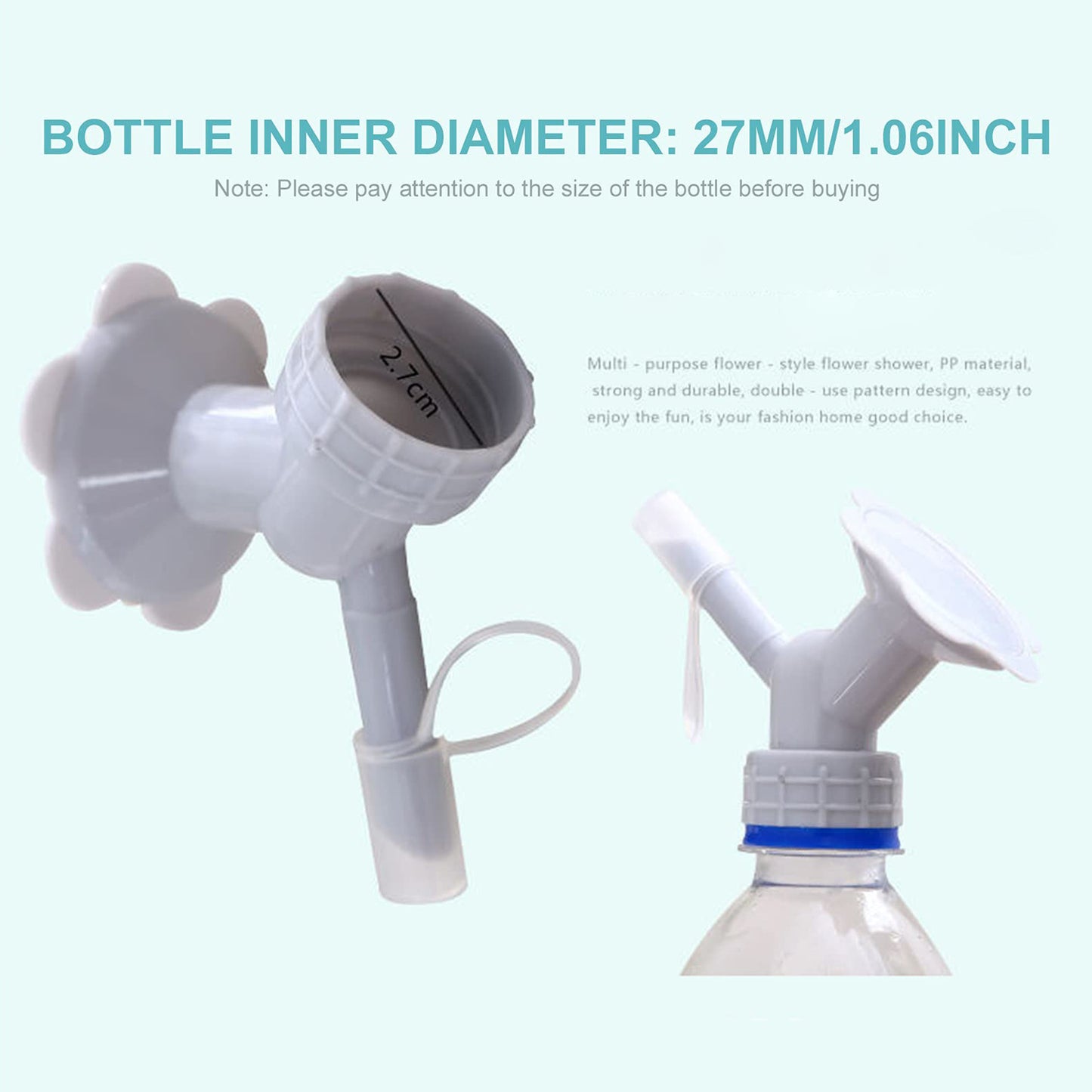 2 In 1 Bottle Cap Sprinkler Dual Head Bottle Watering Spout Double Ended Bottle Watering Nozzle  Watering Can Nozzle For Indoor Seedlings Plant Garden Tool - Happy Price - Image 4