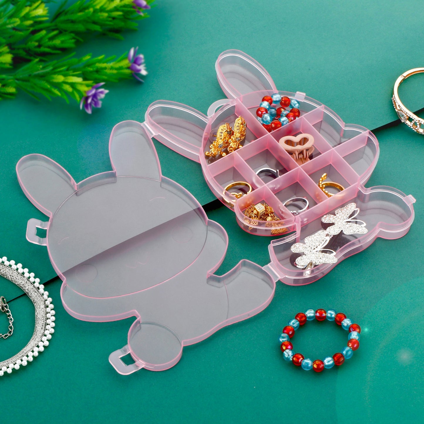 Transparent Cartoon Bear Clear Plastic Storage Box Jewelry Box Jewelry Organizer Holder Cabinets For Small Objects (1 Pc) - Happy Price - Image 6