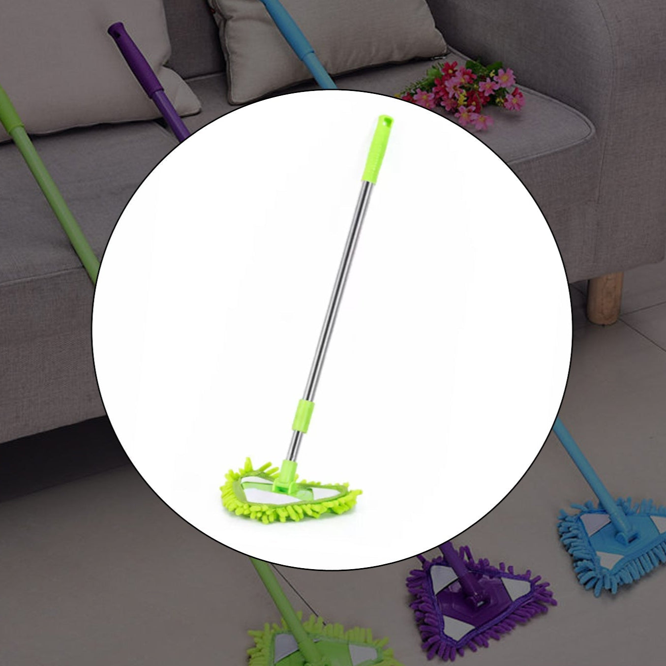Stainless Steel Road Adjustable Triangle Mop Used For Cleaning Dusty And Wet Floor Surfaces And Tiles. - Happy Price - Image 1