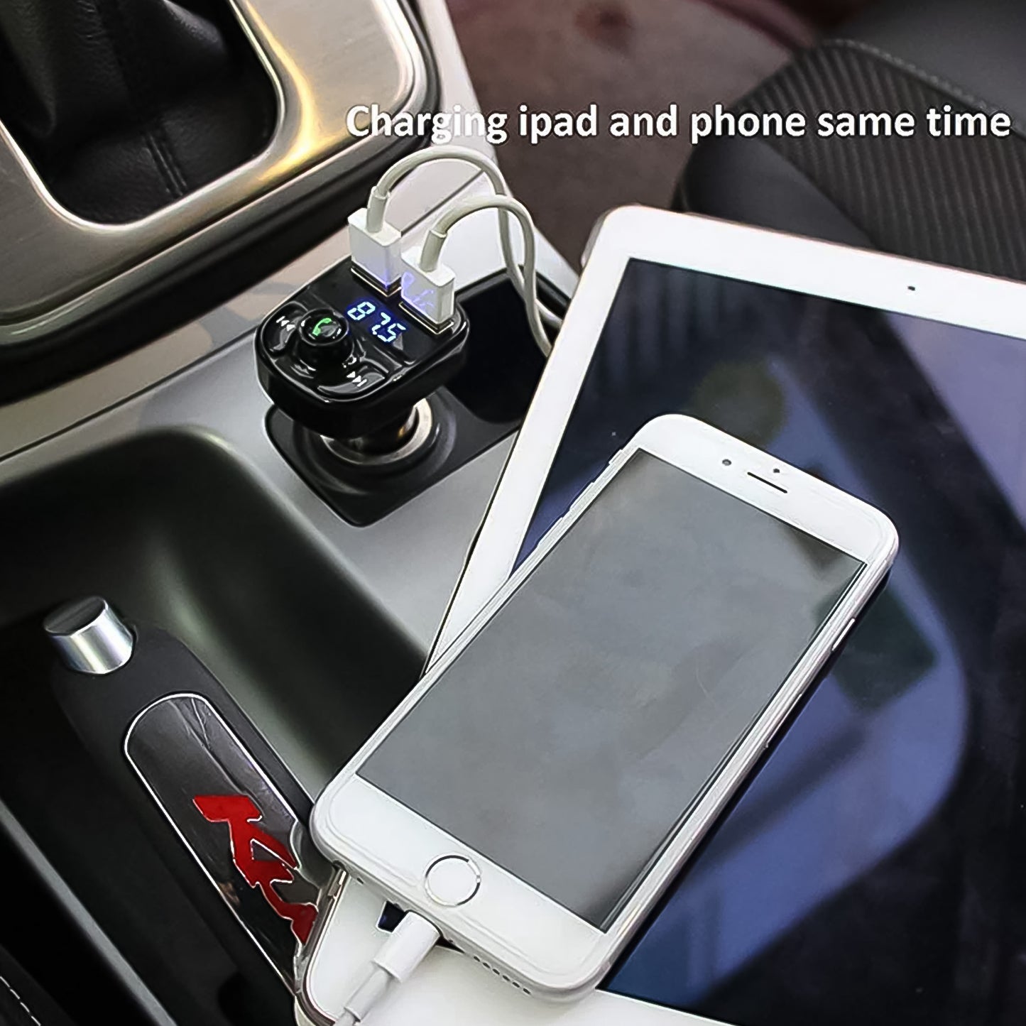 Car-x8 Bluetooth Fm Transmitter Kit For Hands-free Call Receiver  Music Player  Call Receiver  Fast Mobile Charger Ports For All Smartphoneswith 3.1a Quick Charge Dual Usb Car Charger - Happy Price - Image 3
