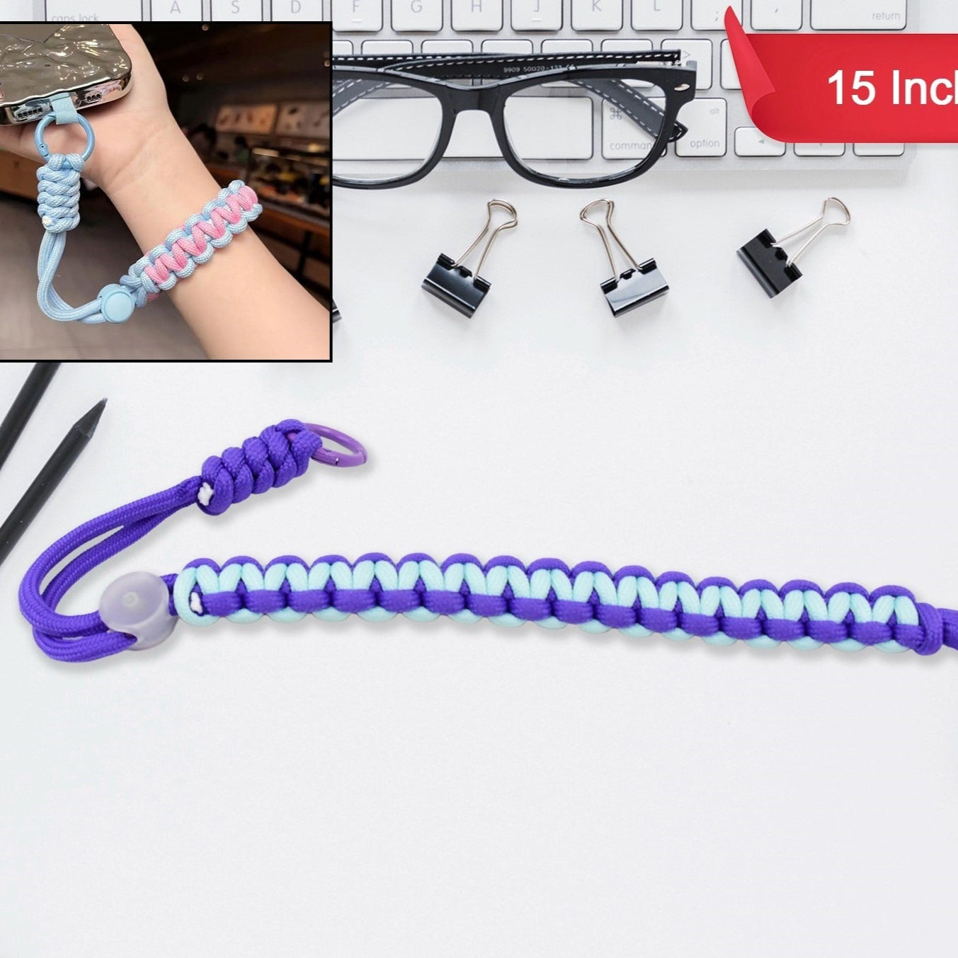 Multipurpose Adjustable Hand Wrist Strap Lanyardwith Cellphone Phone Strap (1 Pc  15 Inch  Multicolor) - Happy Price - Image 1