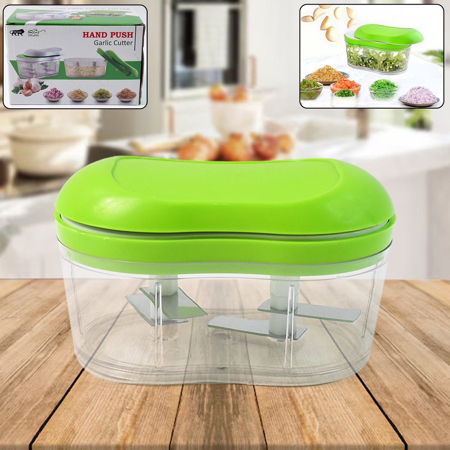 Manual Hand Push Garlic Cutter  Vegetable Chopper (1 Pc) - Happy Price - Image 2