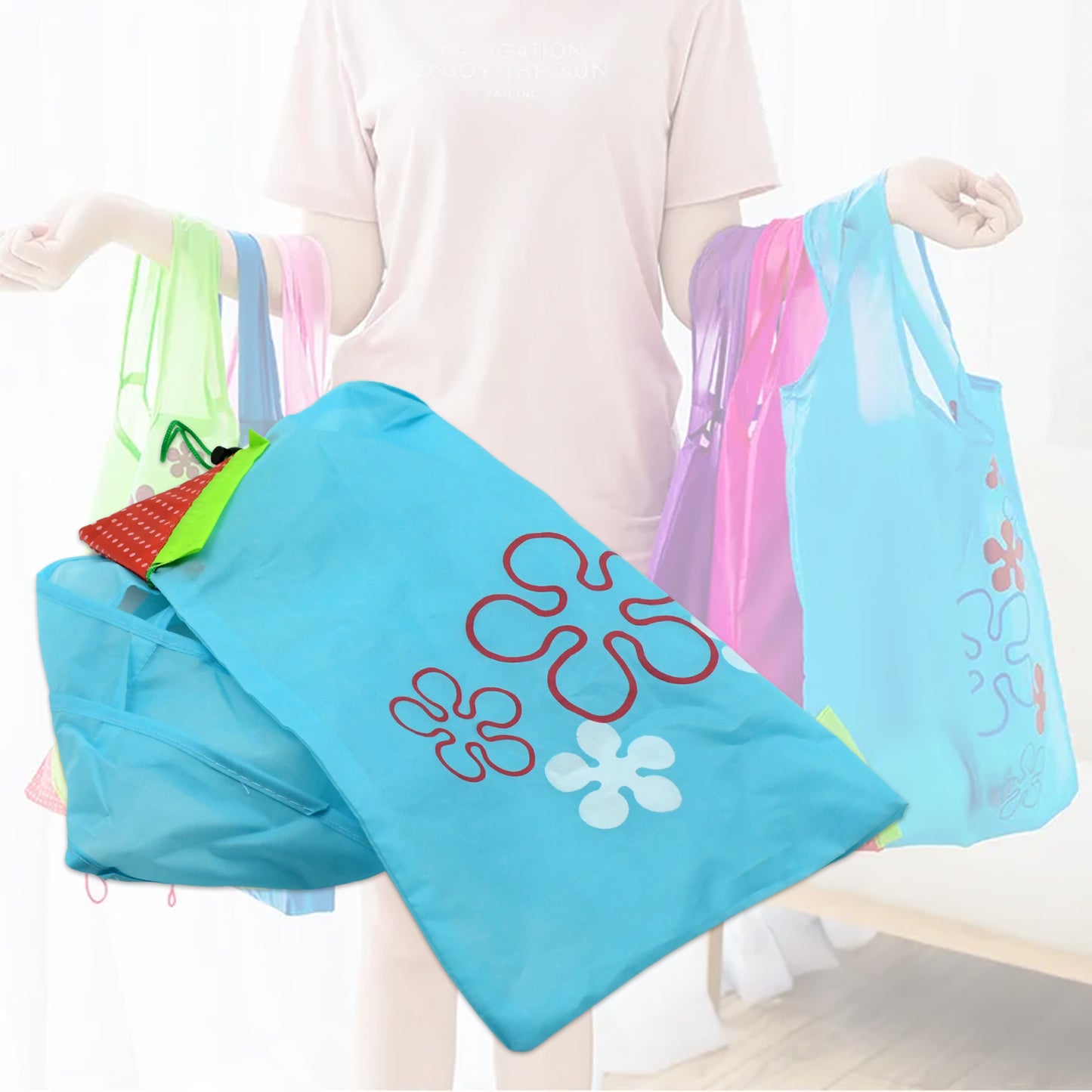 Reusable Grocery Bags - Reusable Bags With Handles - Washable Reusable Shopping Bags Foldable - Happy Price - Image 3