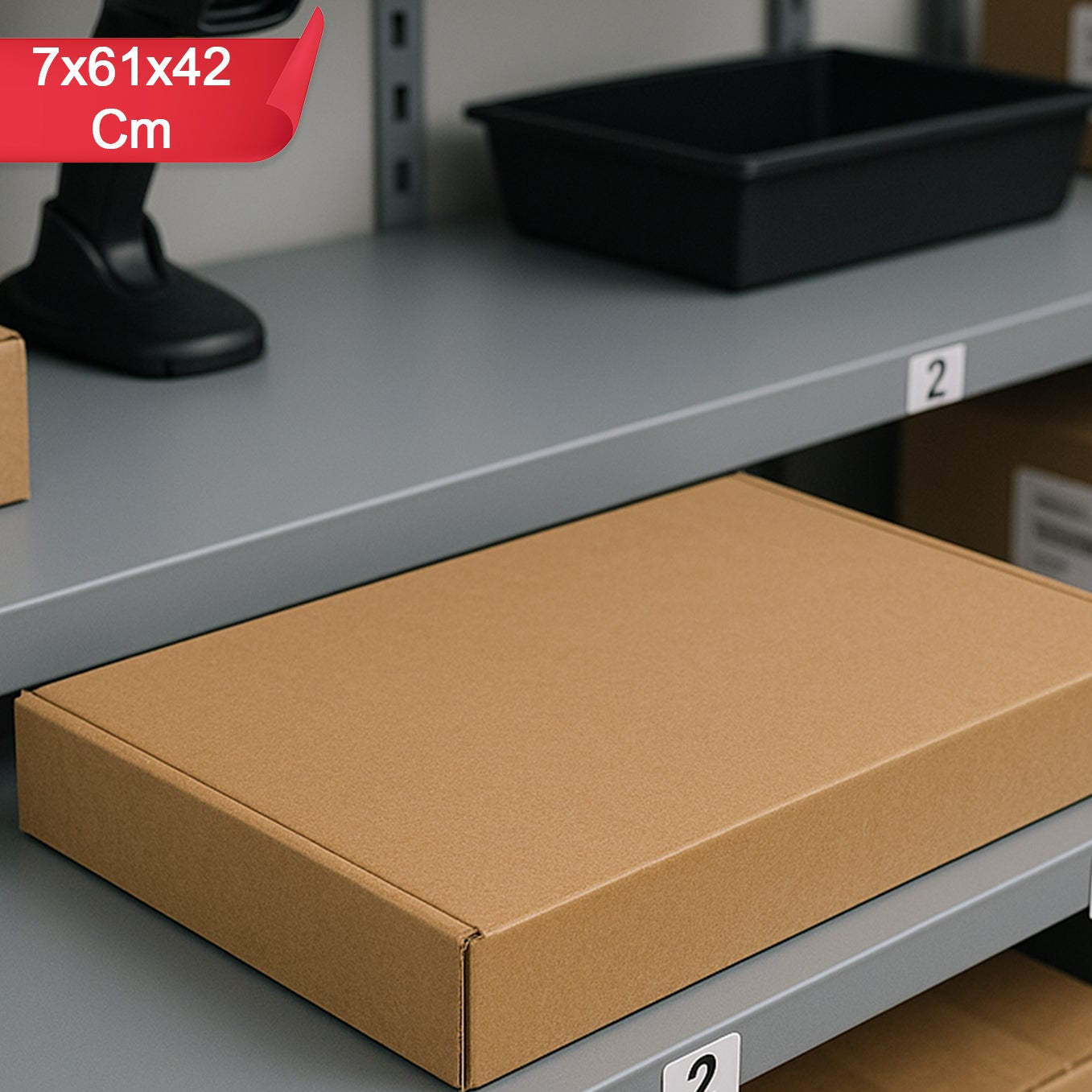 Durable Brown Corrugated Box for Secure Packaging - 61x42x7 cm, 1 Pc