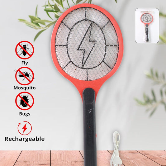 Red Rechargeable Electric Mosquito Killer Racket With Cable - Happy Price - Image 1