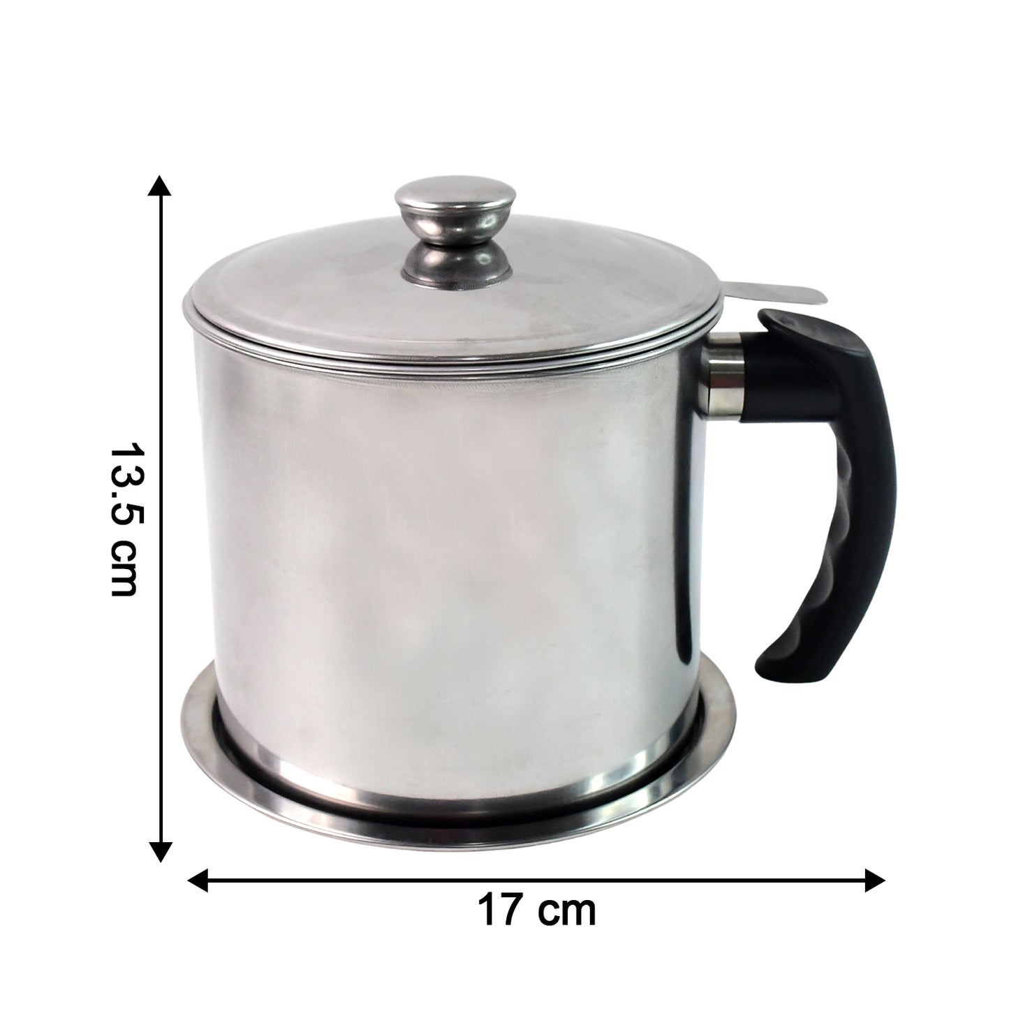 Stainless Steel Oil Strainer Pot with Lid and Filter Mesh - 1 Set