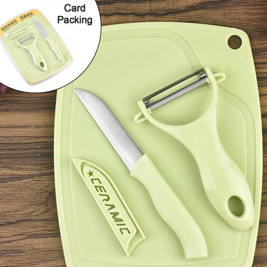 Plastic Kitchen Peeler - Green  Classic Stainless Steel 3-piece Knife Set Combo - Happy Price - Image 1