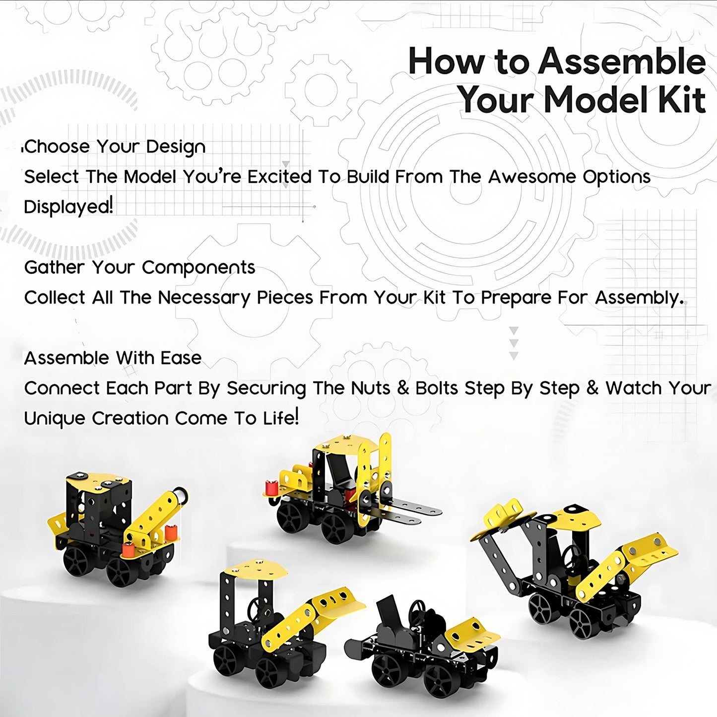 Aditi 5-in-1 Mecha Racer DIY Construction Kit - 38 Pieces STEM Toy for Kids 8+ - Happy Price - Image 6