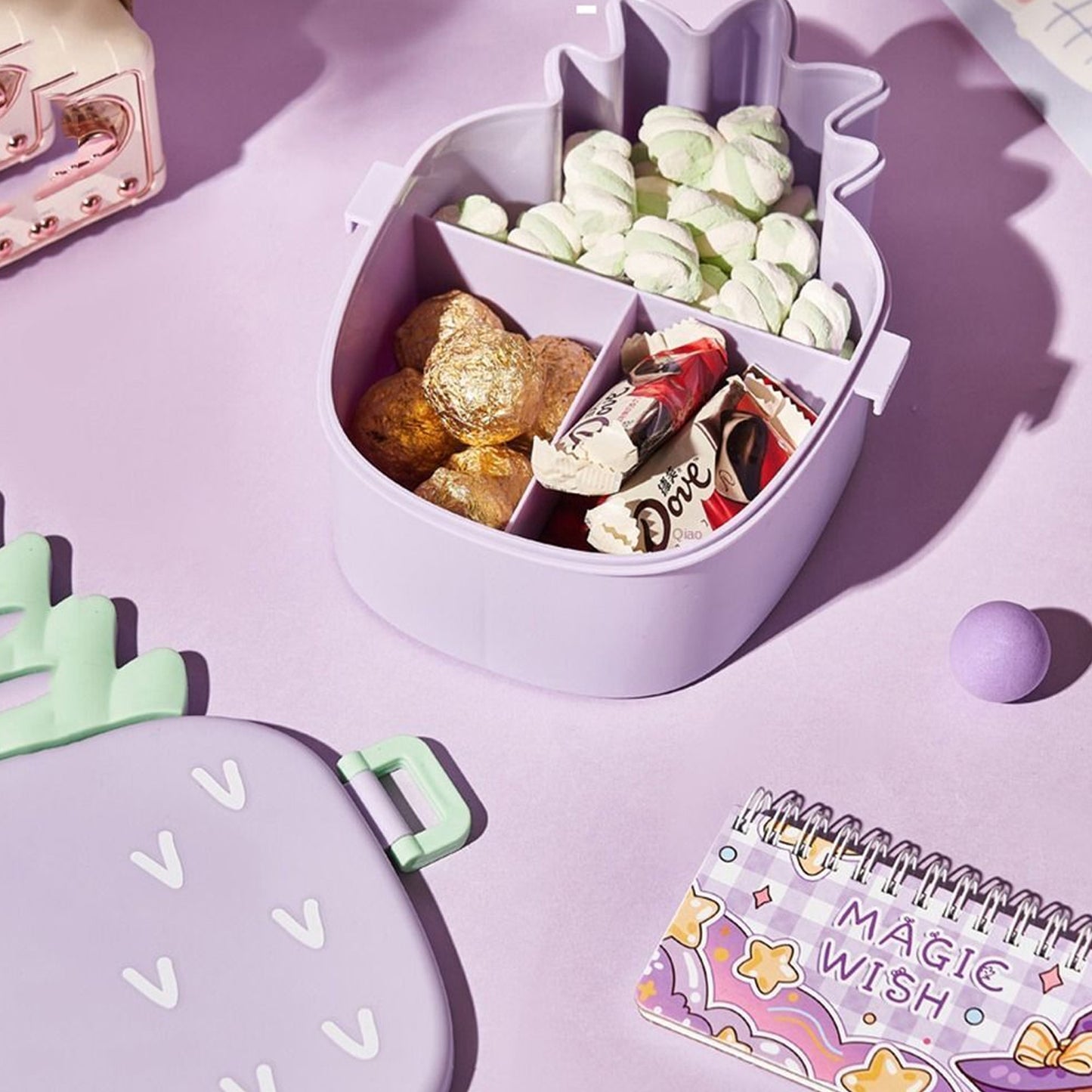 Kids Lunch Box Cute Pineapple Shaped Bento Box With Fork Spoon Snack Candy Container Microwave Portable Office Lunch Box (1 Pc  With Spoon Fork  Color Box) - Happy Price - Image 5