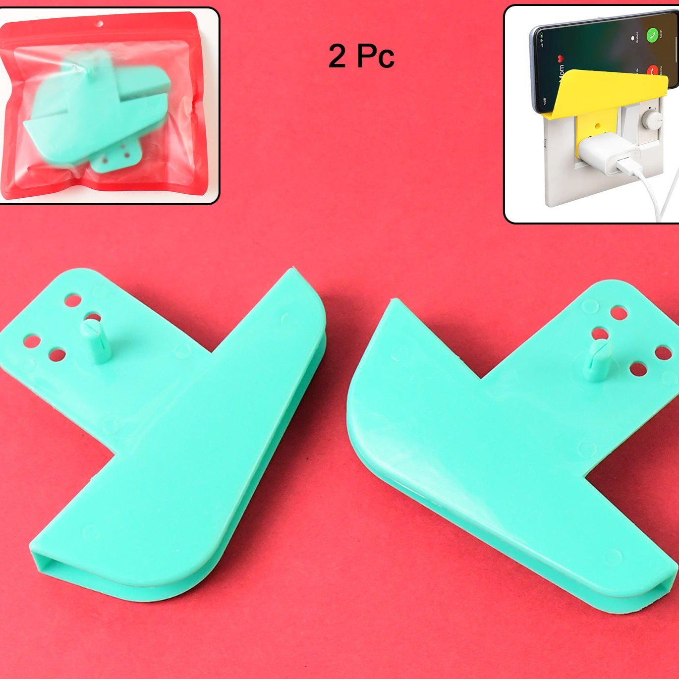 Plastic Secure Mobile Phone Charging Stand Holder (2 Pc  Mix Color) - Happy Price - Image 1