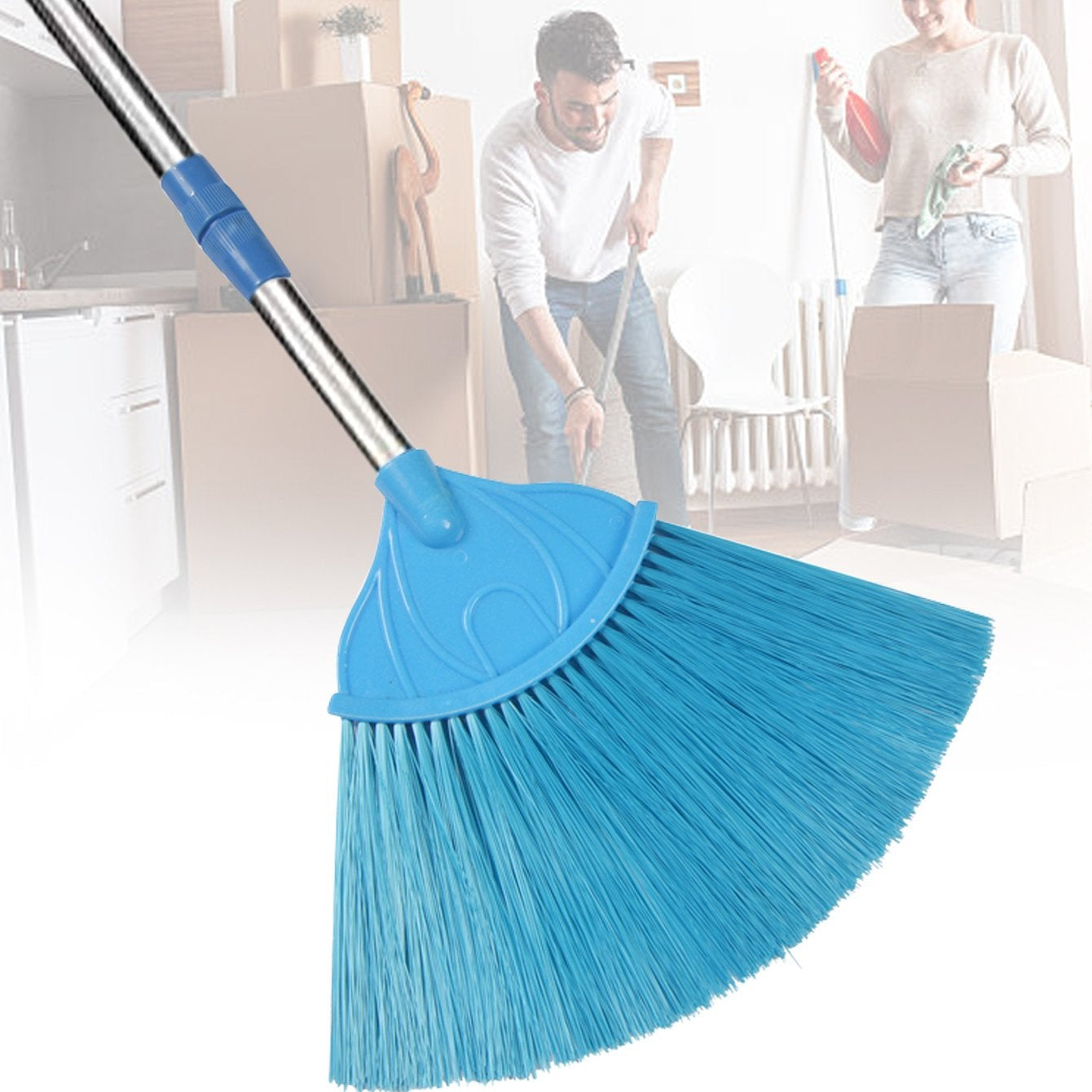 Broom With Long Stainless Steel Rod And Extendable Cobweb Cleaner Stick - Happy Price - Image 1