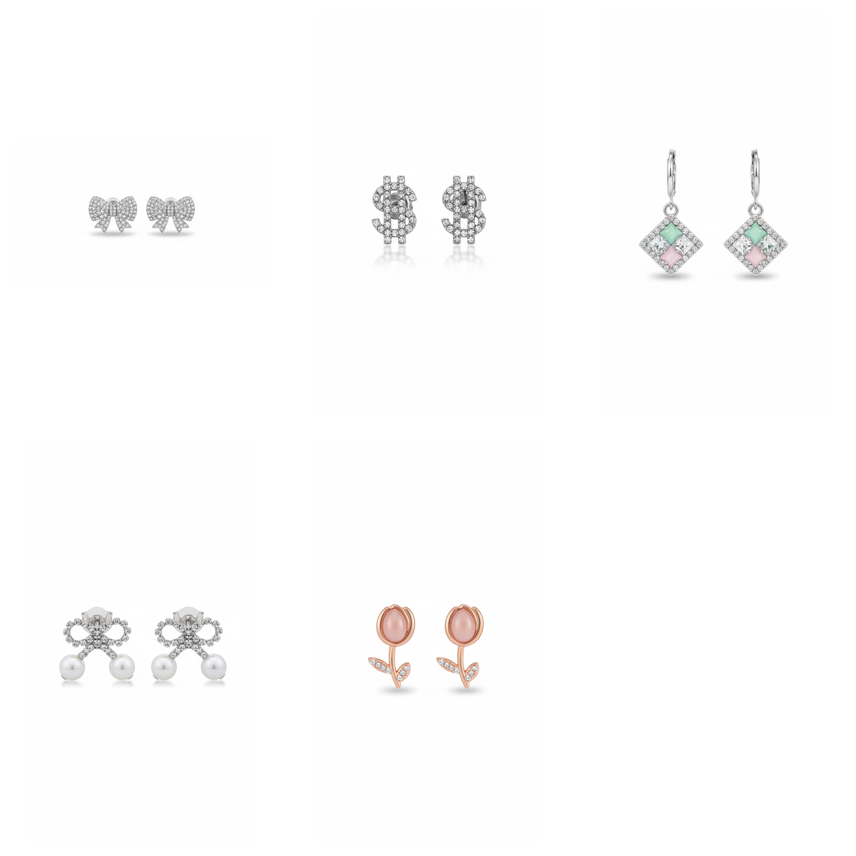 5-Pair Statement Earrings Combo Set for Women