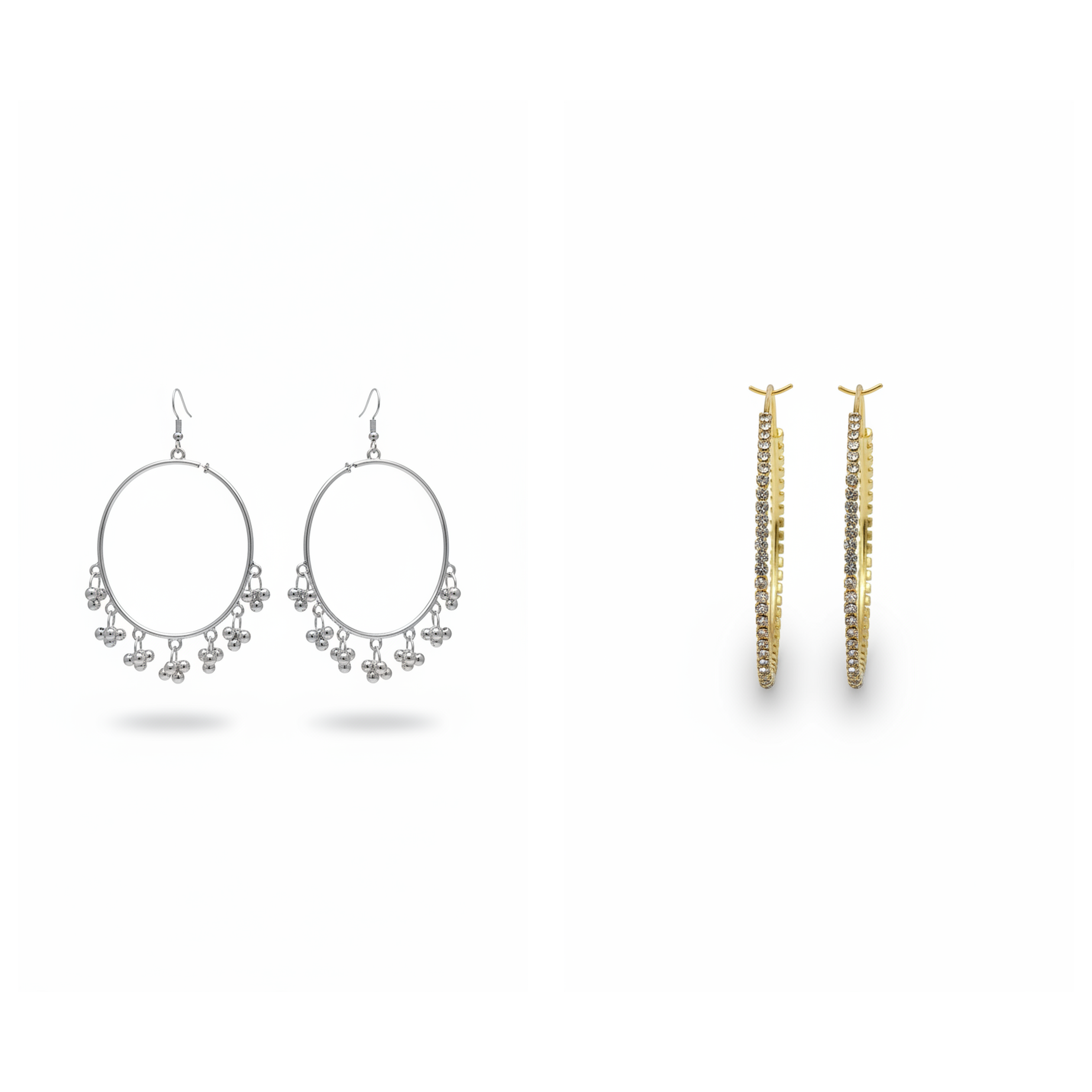 Silver Blossom & Golden Sparkle Hoop Earrings Combo (Set of 2 Pairs)