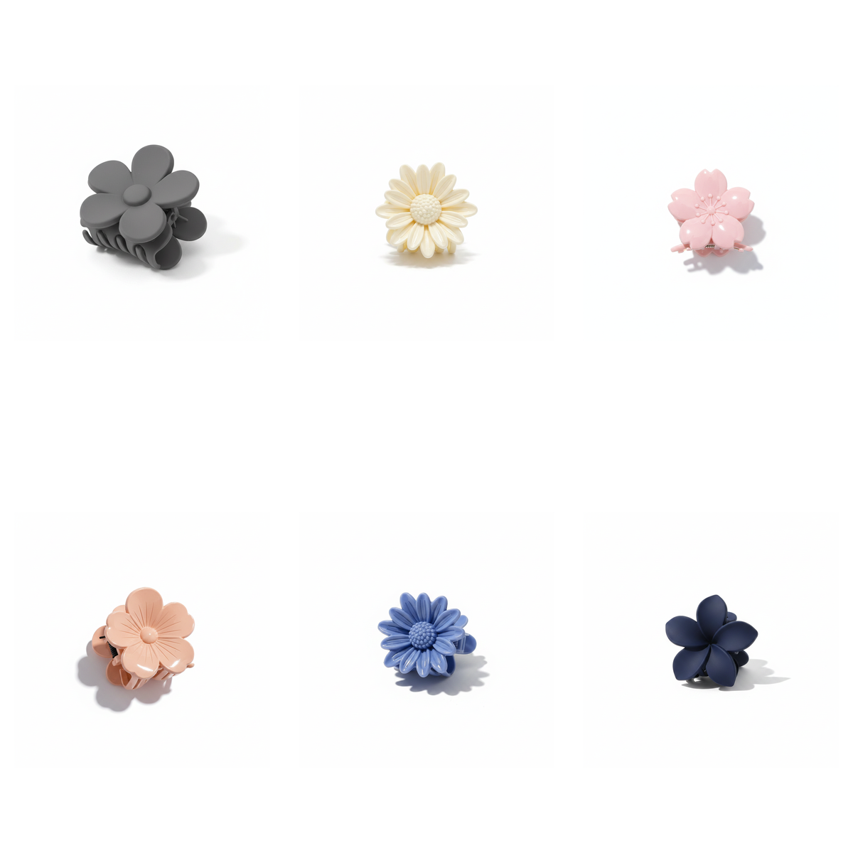 Floral Hair Claw Clips (Set of 6) – Daisy & Blossom Multicolor Clutchers